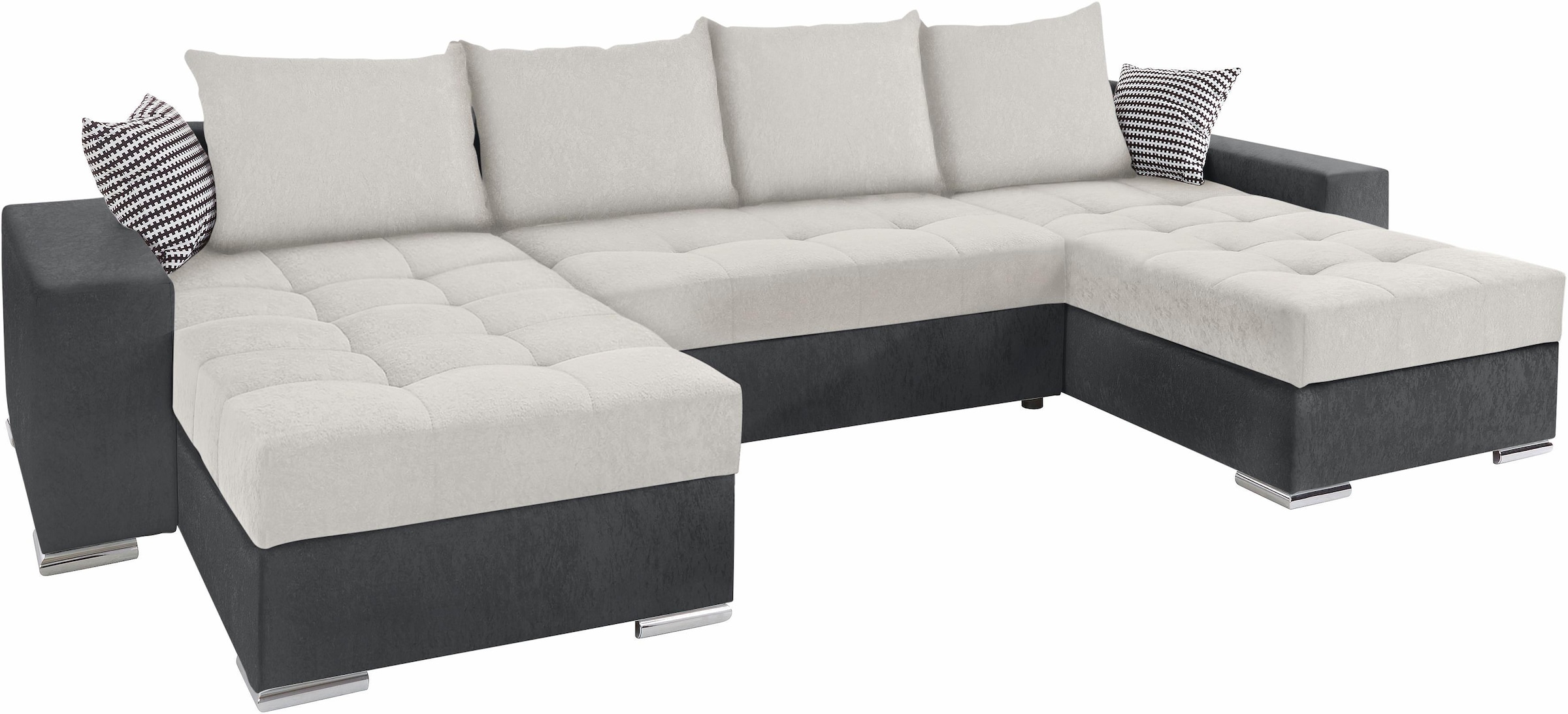 COLLECTION AB Wohnlandschaft »XL-Josy U-Form, Breite 313 cm, Kunstleder-Mix, Microfaser«, inkl. Bettfunktion, Bettkasten, mit 4 gleich großen Rückenkissen