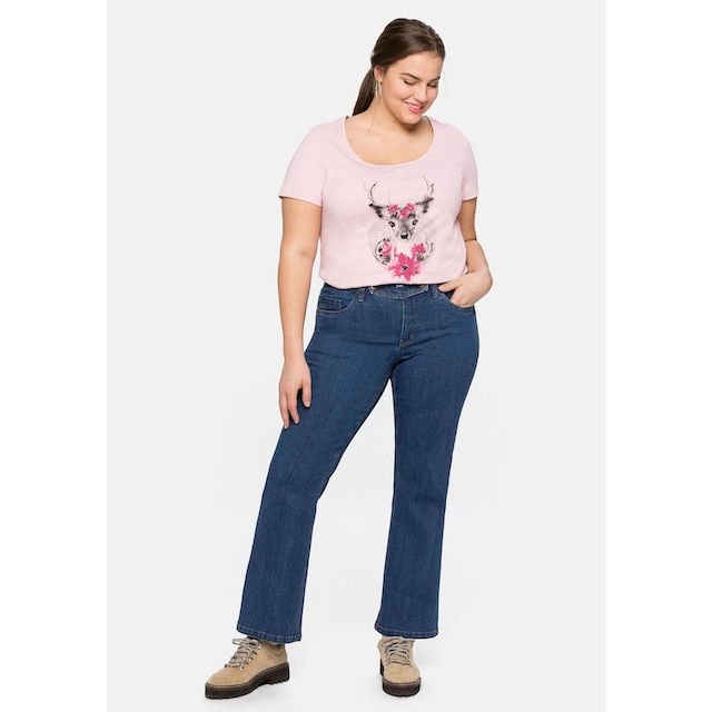 Sheego Bootcut-Jeans »Große Größen«, im Trachtenlook mit abknöpfbarem Latz  für bestellen | BAUR