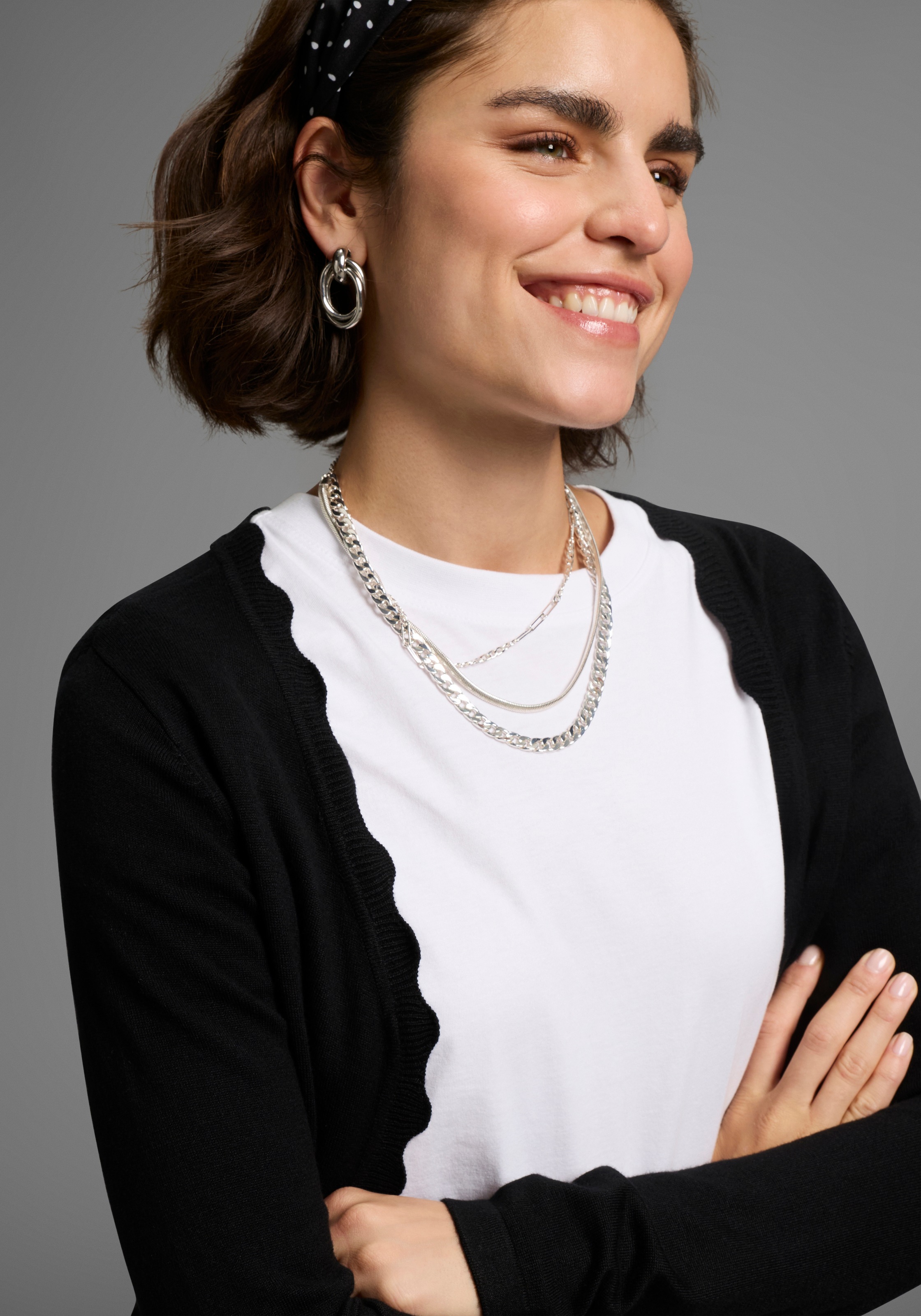 Thumbnail - Laura Scott Strickjacke Feinstrick in Longform mit femininer Wellenkante