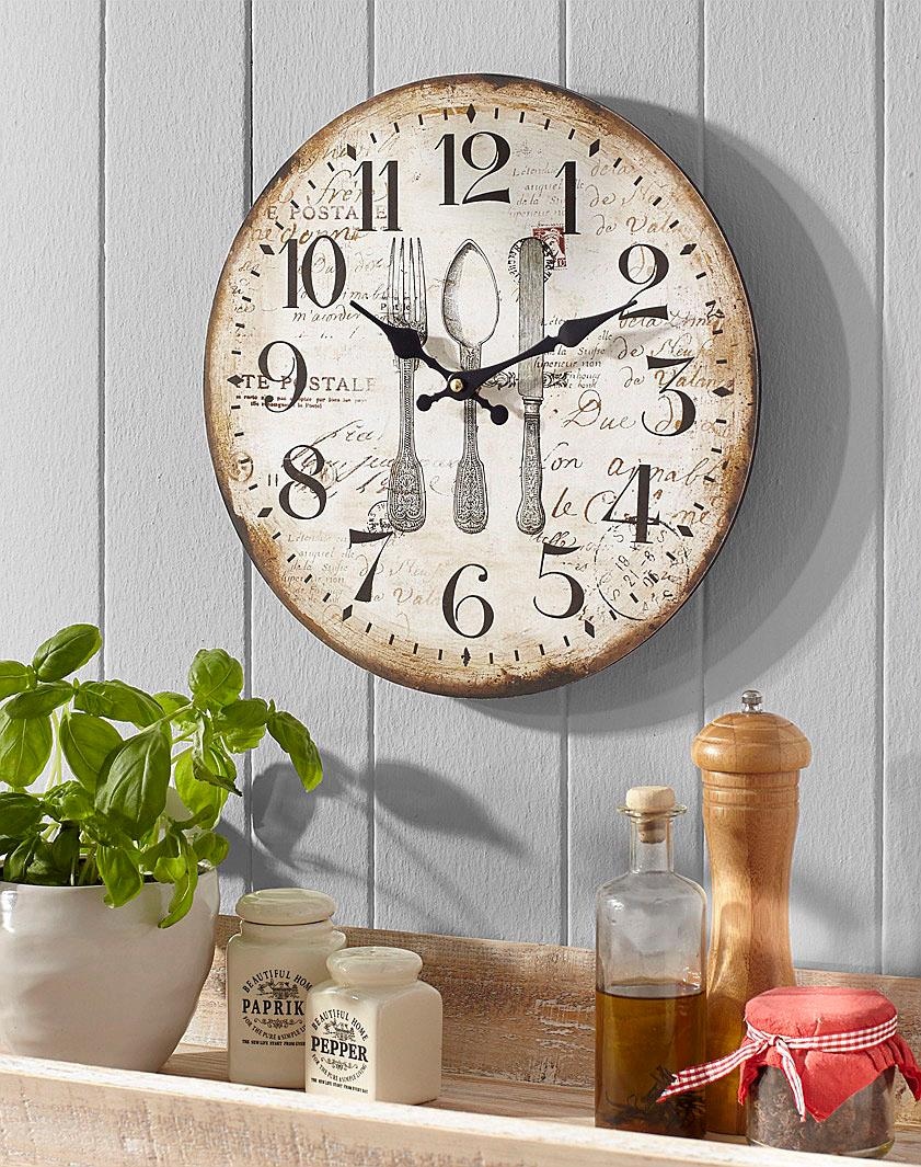 Home affaire Wanduhr »"Werant"« rund, Ø 34 cm, Vintage Optik, dekorativ in Küche & Wohnzimmer