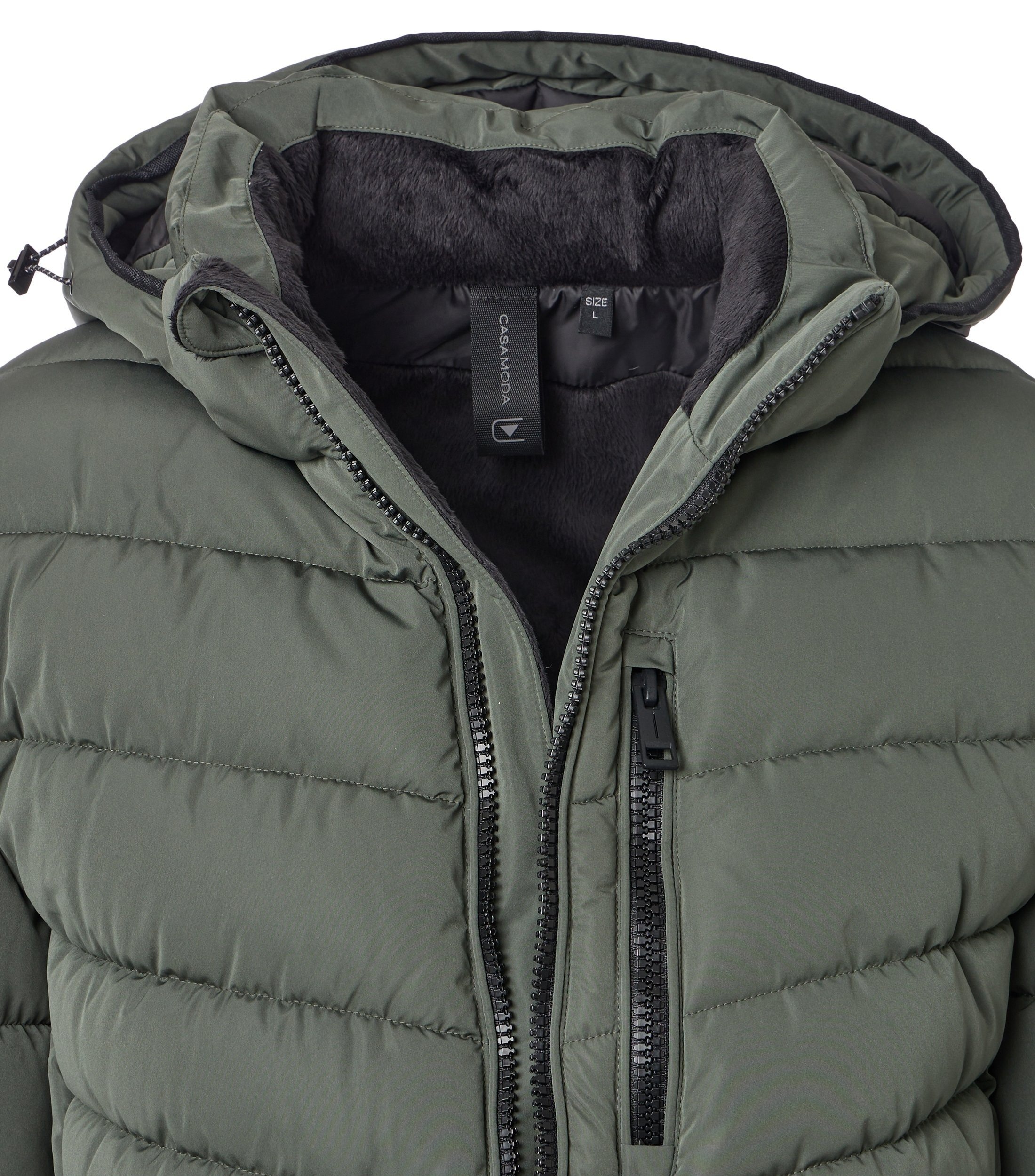 Steppjacke CASAMODA "CASAMODA Steppjacke mit Kapuze uni", Herren, Gr. M, grün, 100% Polyester, Jacken Steppjacke 2