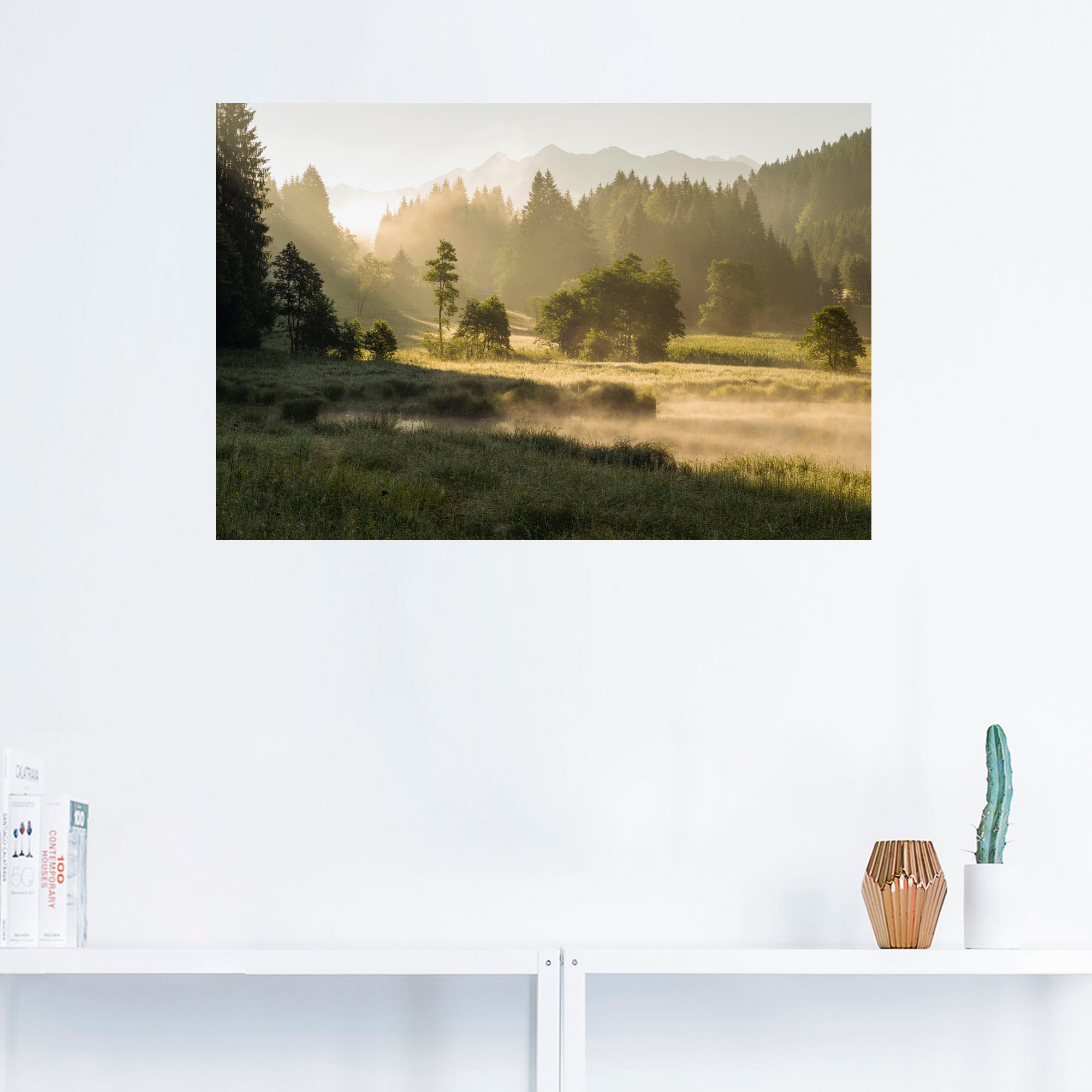 Artland Wandbild »Sommermorgen in den Alpen«, Wiesen & Bäume, (1 St.), als Leinwandbild, Wandaufkleber in verschied. Größen