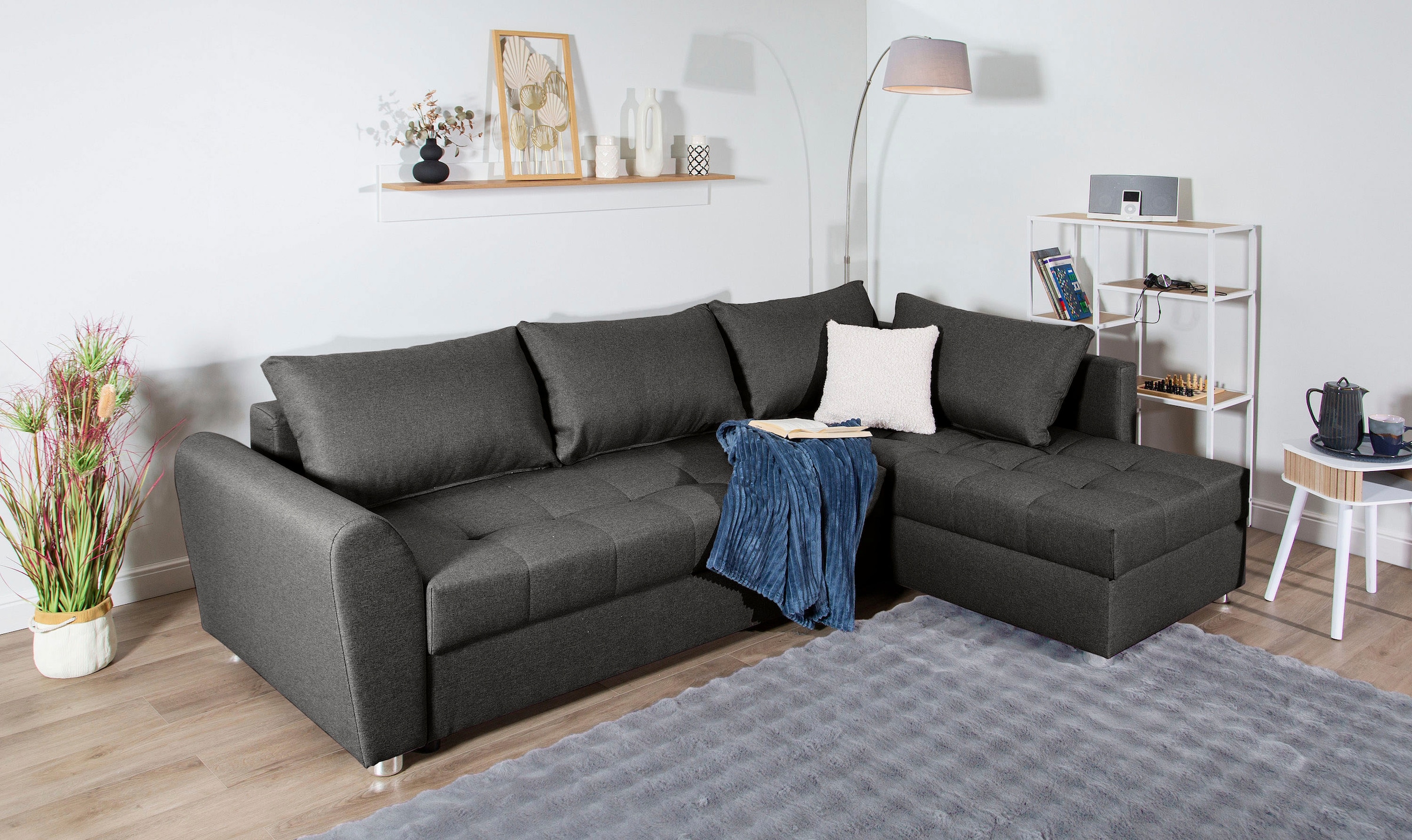 COLLECTION AB Ecksofa, Ecksofa,Bettfunktion,Bettkasten,Bonnelfederkern, Rückenkissen