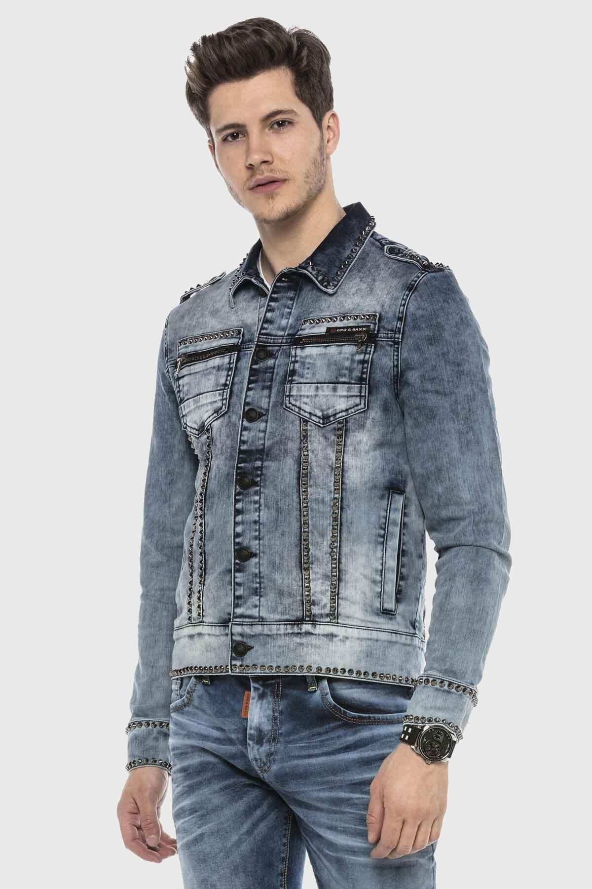 Cipo & Baxx Jeansjacke »JEANS JACKET«, ohne Kapuze, im washed Look