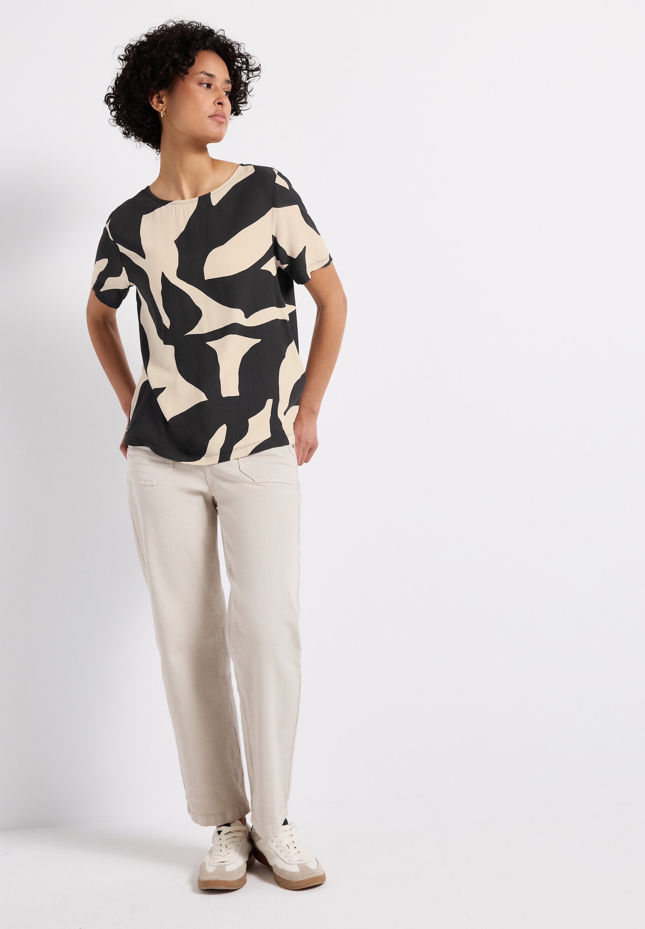 STREET ONE Print-Shirt, im angenehmen Materialmix