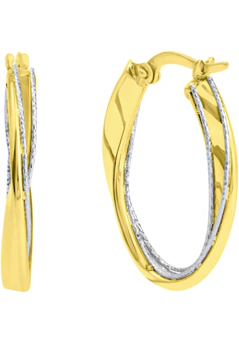 Paar Creolen »Schmuck Geschenk Gold 375 Ohrschmuck Ohrringe Bicolor«