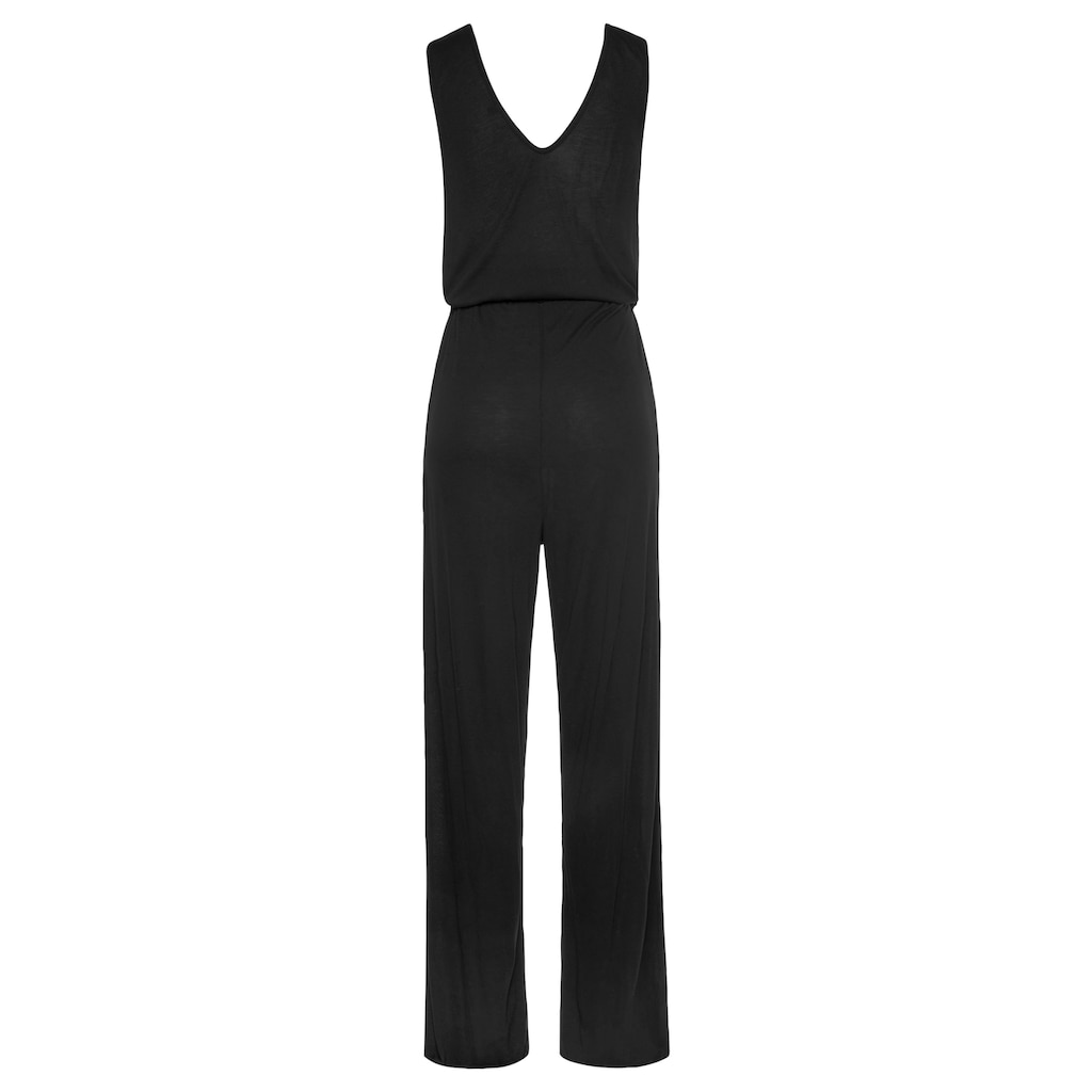 Buffalo Overall, (mit Bindegürtel), und weitem Bein, eleganter Jumpsuit mit Taschen, casual-chic