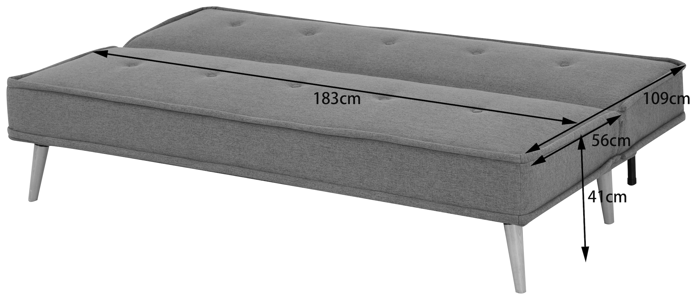 INOSIGN Schlafsofa »ARBON,183cm, klappbarer 3-Sitzer mit verstellbarer Rückenlehne und«, Bettfunktion, Webstoff und Kunstleder