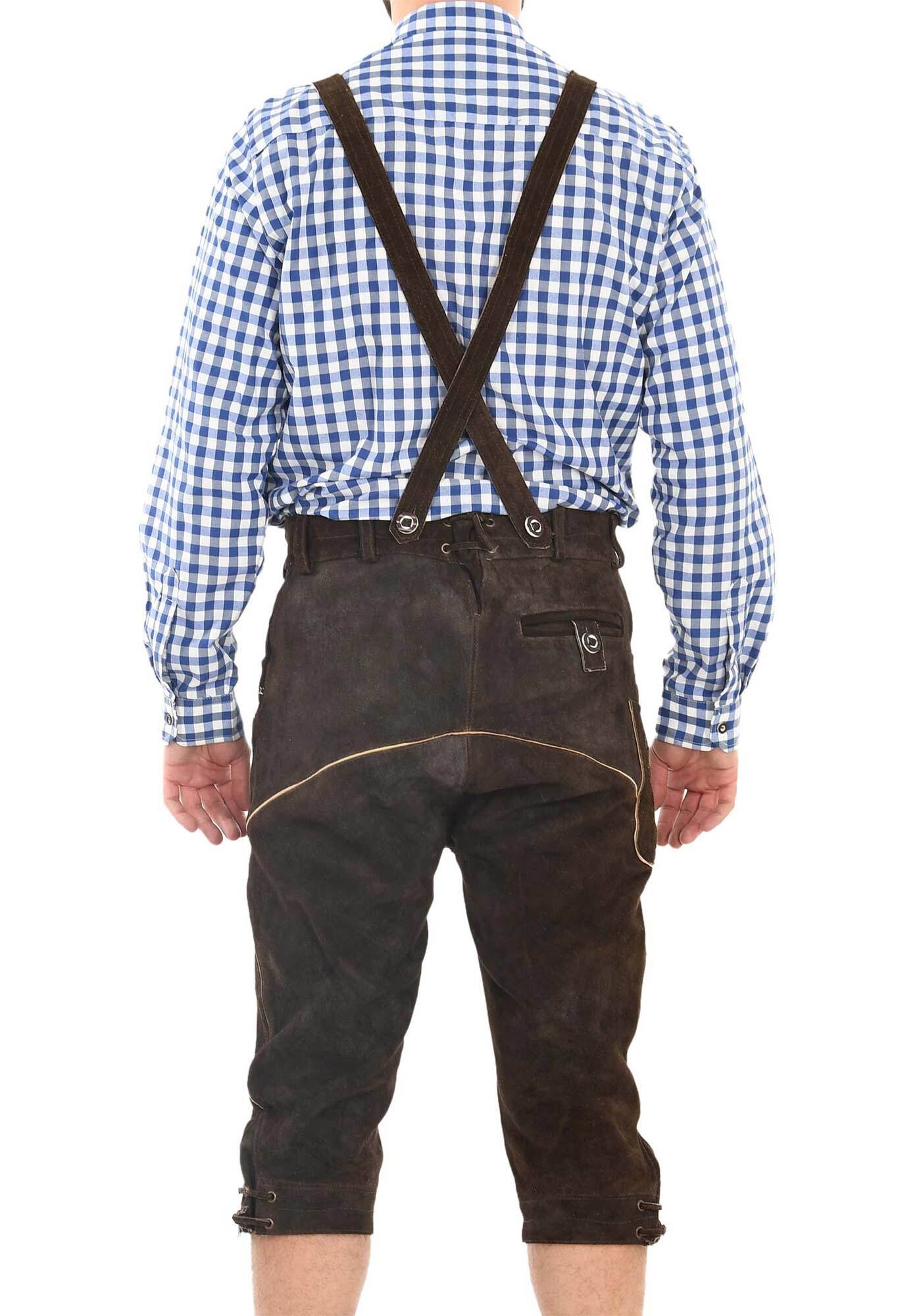 Trachtenlederhose ALESSANDRO SALVARINI "ASGustl", Herren, Gr. Gr. 56, Normalgrößen, dunkelbraun, 100% Rindsleder, Hosen, Lederhose in Trachtenstil mit Stickerei und Trägern aus Echtleder 3