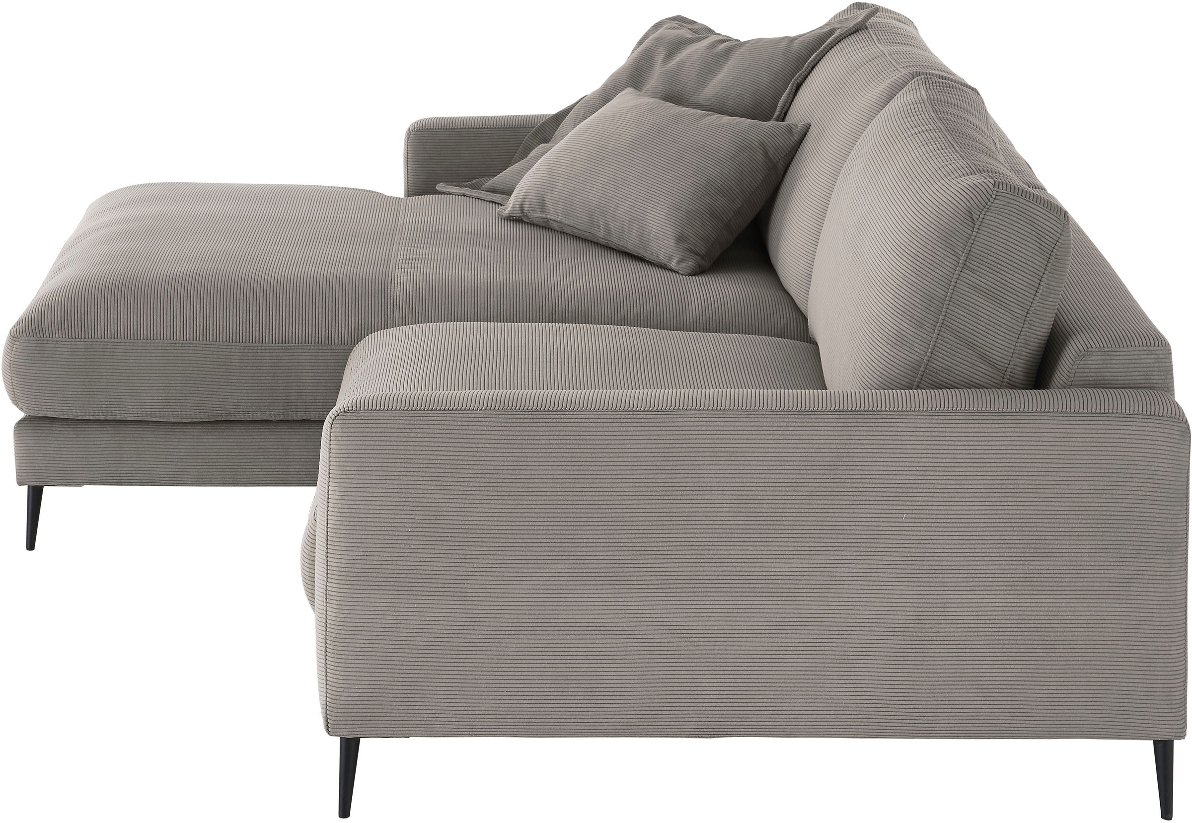 INOSIGN Ecksofa »Downtown, B/T/H: 272/190/84 cm L-Form«, weicher Sitzkomfort auch in Cord und Bouclé, incl. Zierkissen