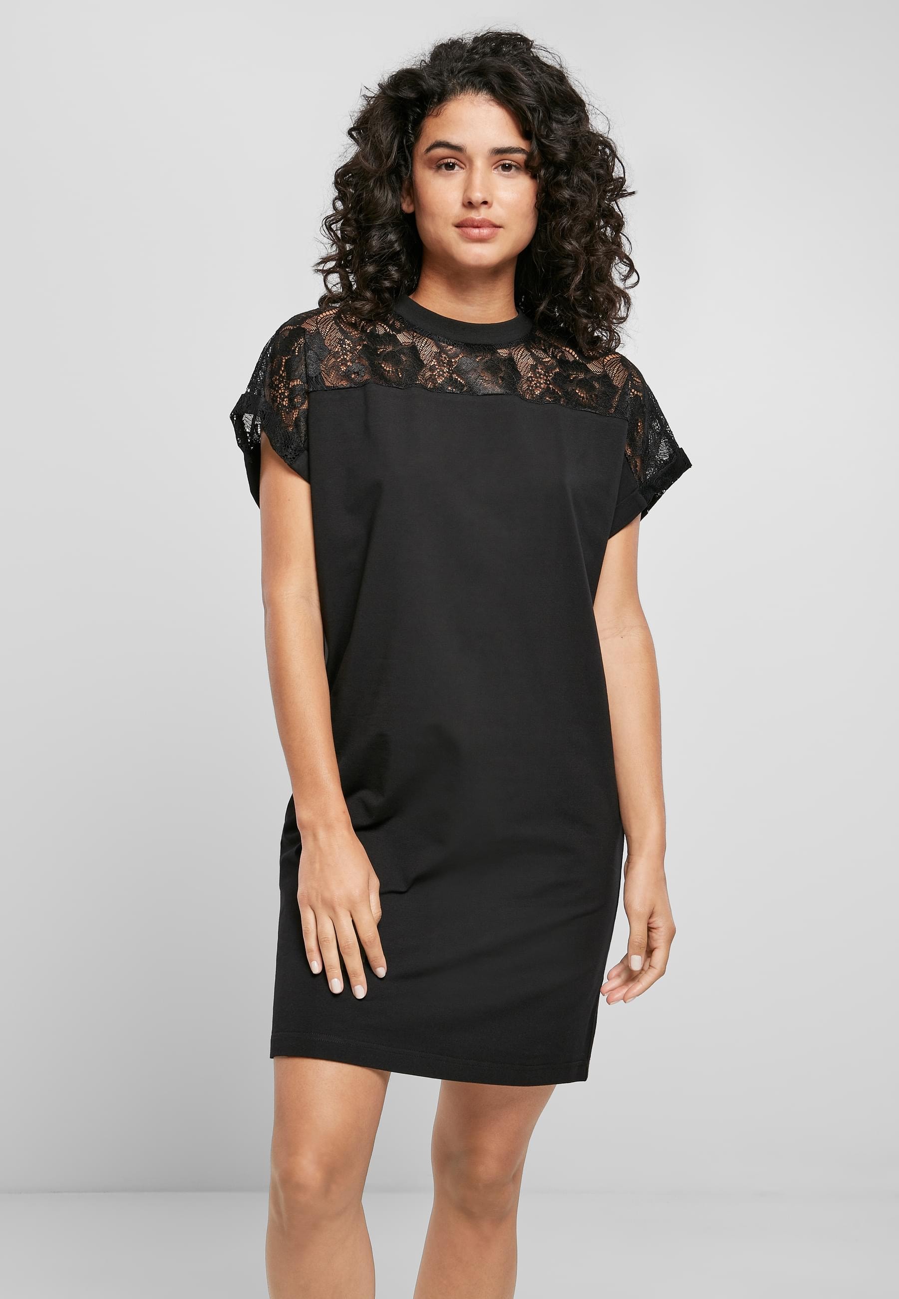 URBAN CLASSICS Shirtkleid »Urban Classics Damen Ladies Lace Tee Dress«, (1 tlg.)