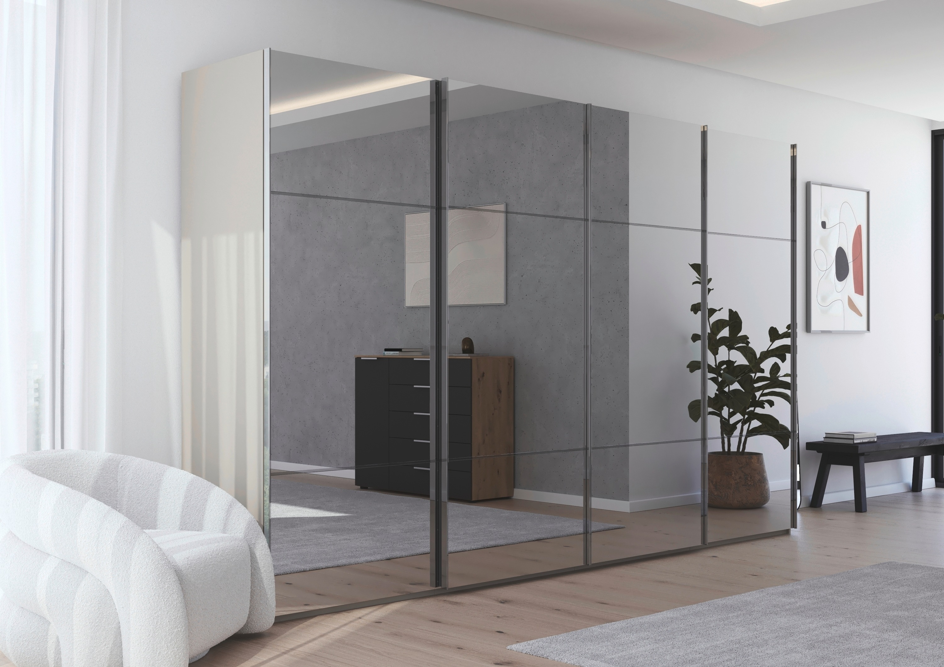 Thumbnail - rauch Schwebetürenschrank "Kleiderschrank Schrank Garderobe Schlafzimmerschrank SCALE-TRIO", edle dreigeteilte Front mit...