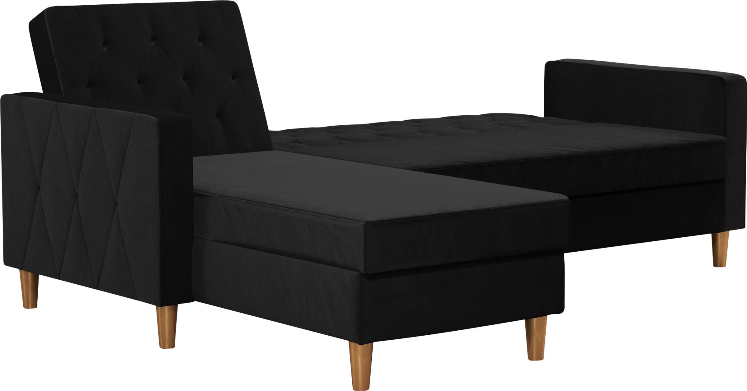 Cosmo Living Ecksofa »Liberty«, mit Schlafffunktion, Recamiere mit Stauraum beidseitig montierbar