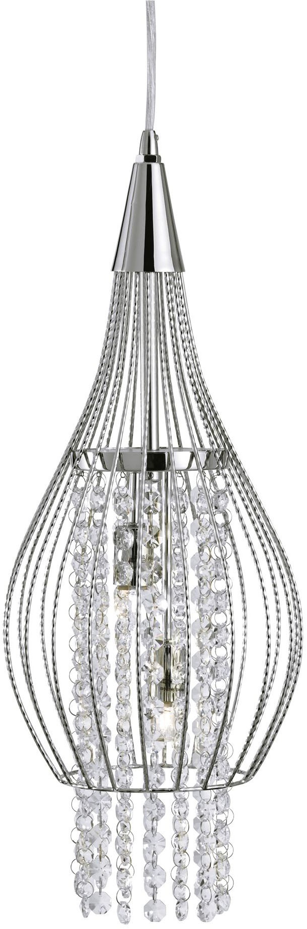 SEARCHLIGHT Hängeleuchte "Rocket 2Lt Pendant - Chrome Metal & Crystal", chrom, 2, Ø 19cm H: 48cm, 1 Stk., Leuchten, Hängeleuchte