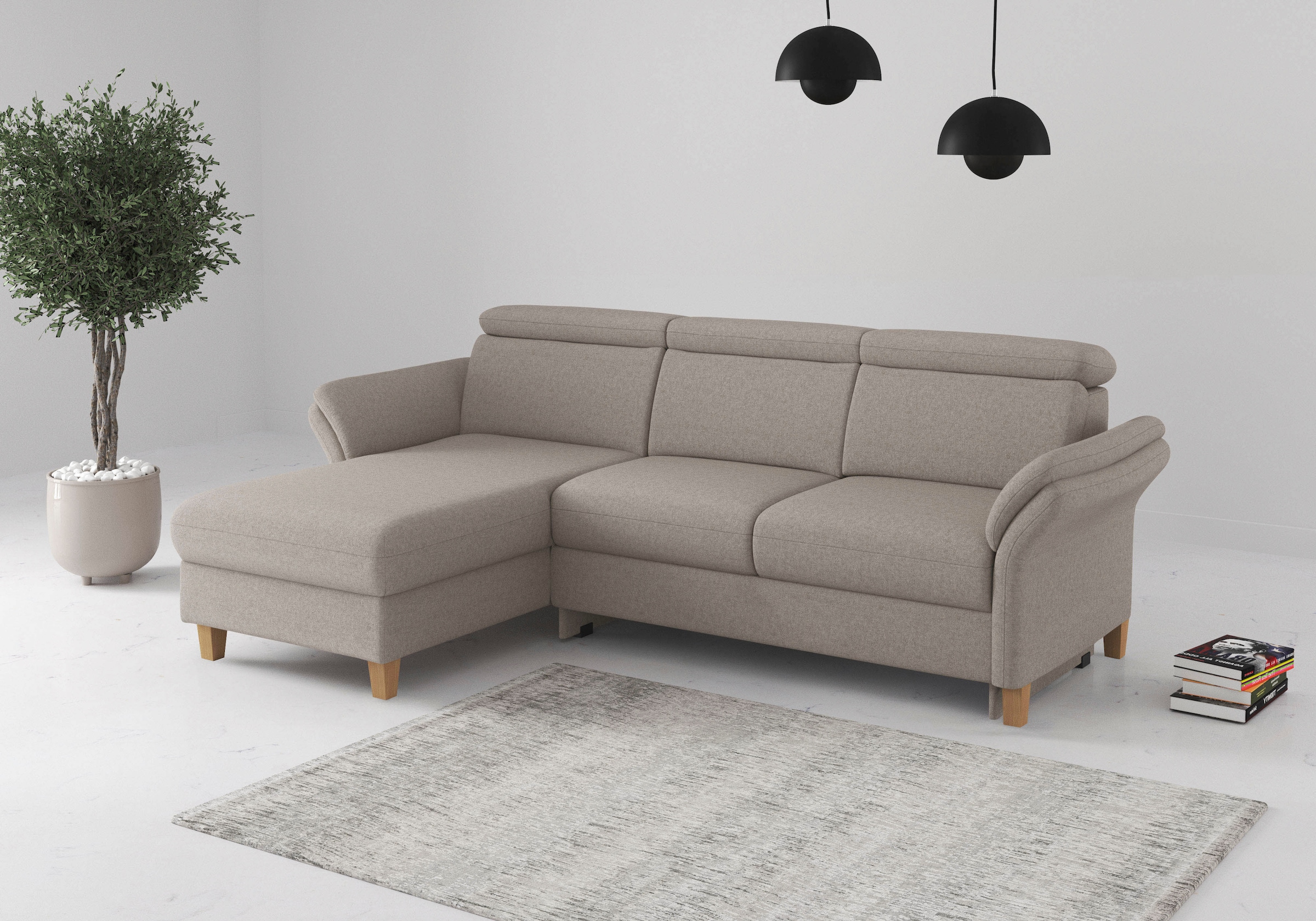 OTTO home Ecksofa "Glendale, L-Form" inkl. Kopfteilverstellung, wahlweise mit Vorziehsitz und Bettkasten