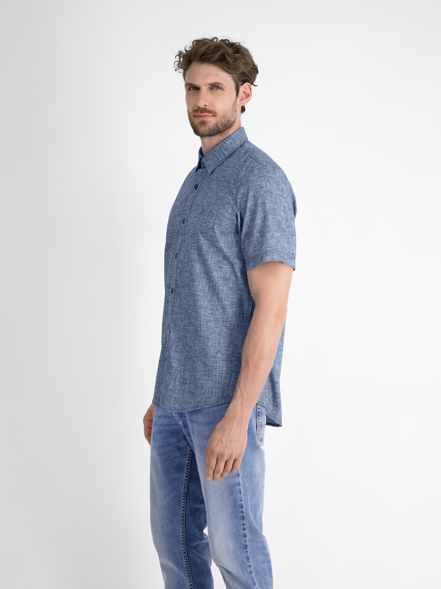 LERROS Kurzarmhemd »LERROS Kurzarmhemd mit verdecktem Button-down-Kragen«