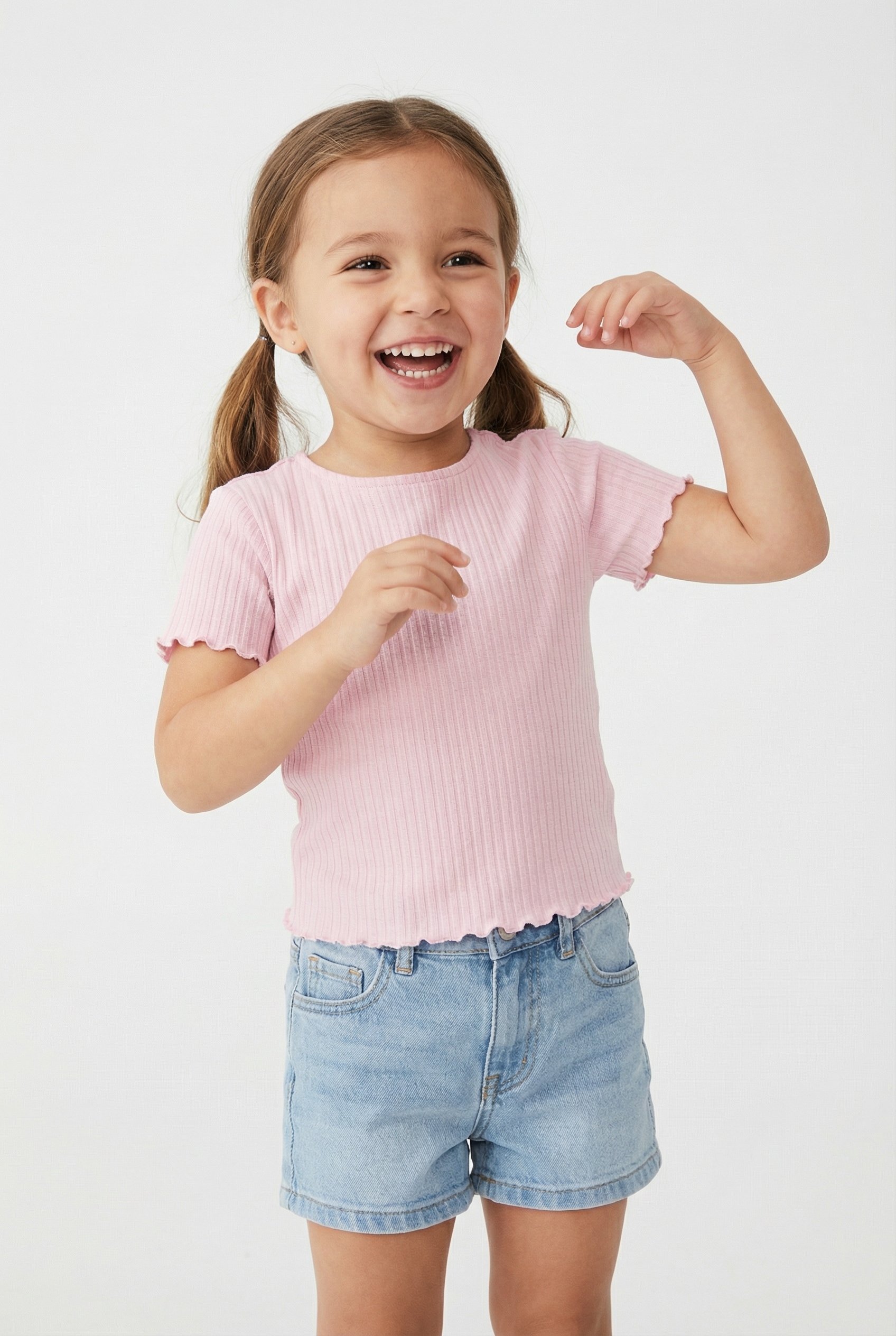 KIDS ONLY T-Shirt "KOGNELLA S/S O-NECK TOP NOOS JRS" mit süßer Wellenkante