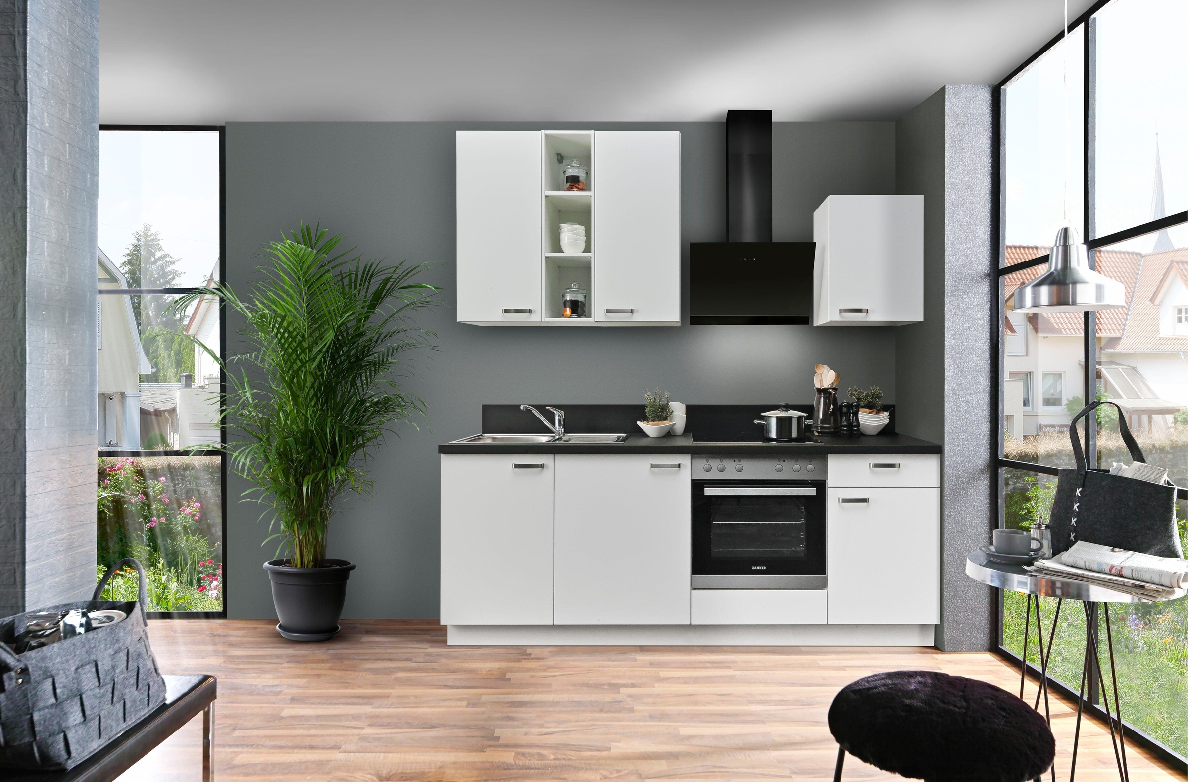 KOCHSTATION Küchenzeile »"KS-Bari"«, mit Soft-Close-Funktion und Vollauszug, vormontiert, Breite 220 cm, inkl. E-Geräte