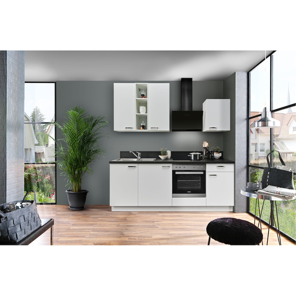 Express Küchen Küchenzeile »Bari«, ohne E-Geräte, mit Soft-Close-Funktion und Vollauszug, vormontiert, Breite 220 cm