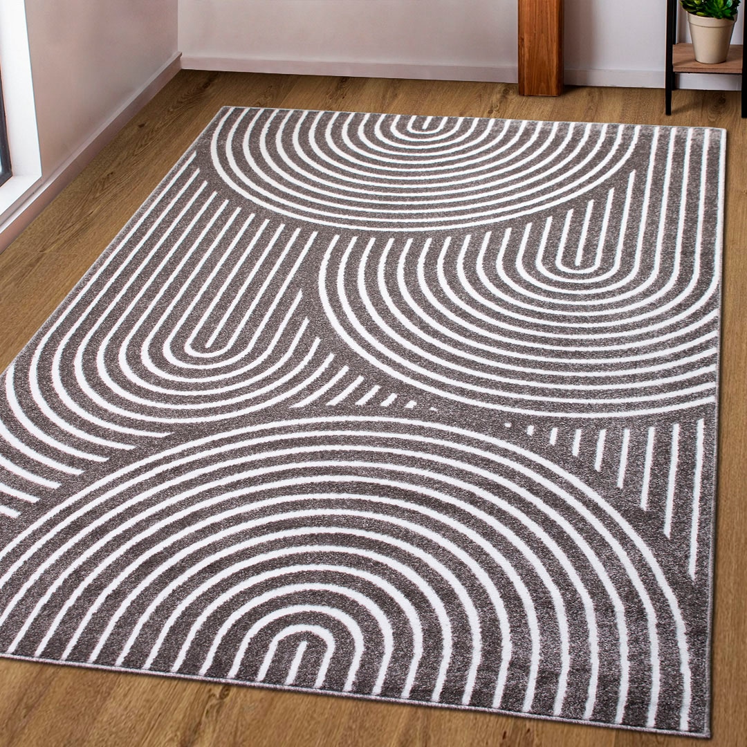 OTTO home Teppich "Fadel" rechteckig 9 mm Höhe 3D-Effekt, softer Kurzflor, pflegeleicht, leichter Glanz, Scandi-Look