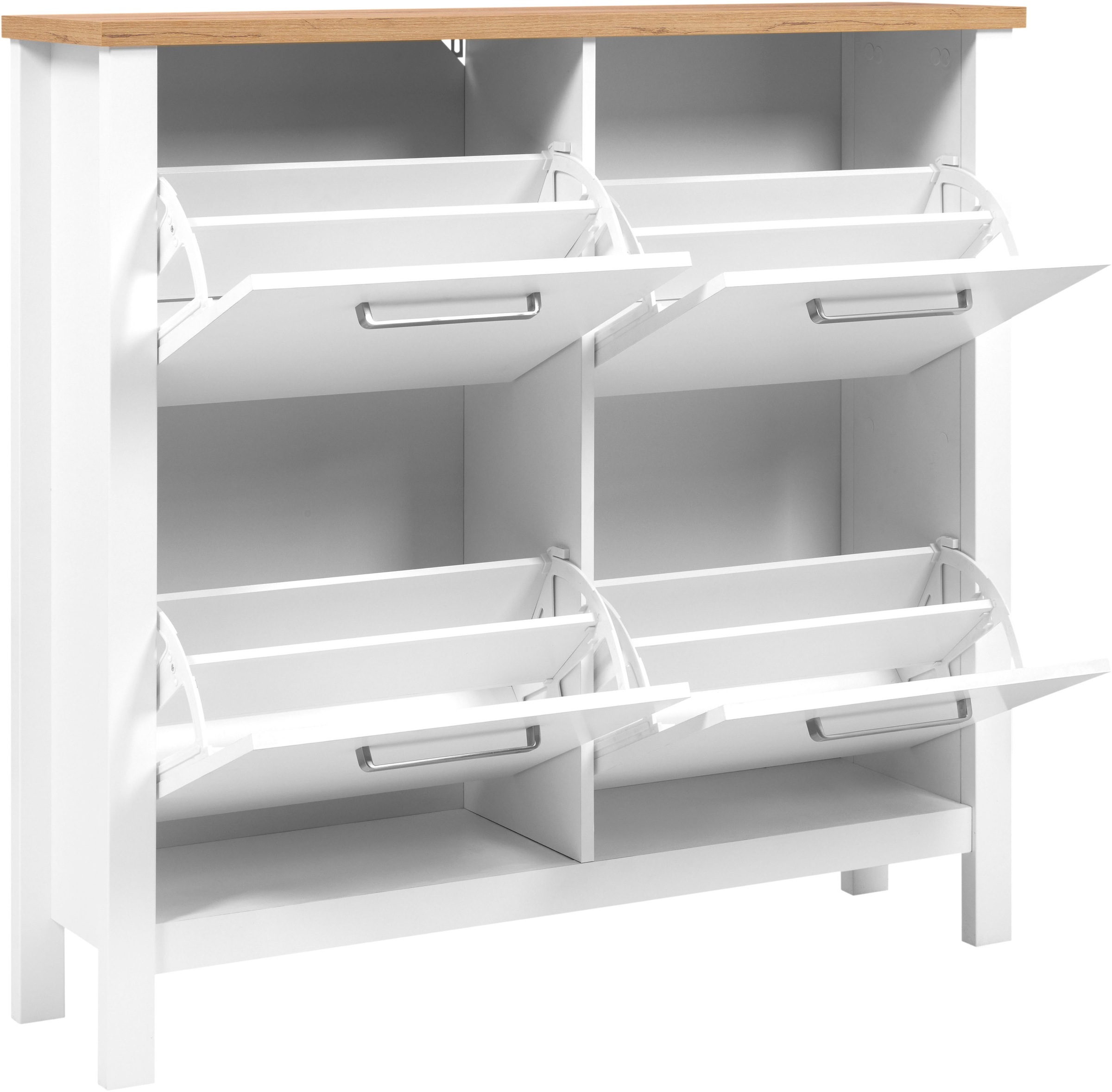 Inter Link Schuhkipper »Enoli, Weiss/Artisan Eiche Nachbildung, Softclose, 16 paar Schuhe« 1 Stk. tlg. Schuhkommode im modernem Skandi Look, platzsparend, 113 x 30 x 109 cm