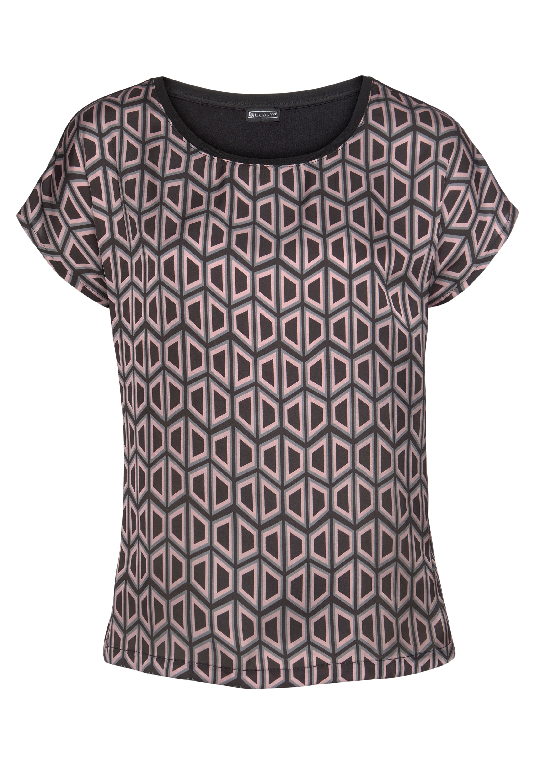 Thumbnail - Laura Scott gemustert und gestreift, femininer Stil, Rundhalsausschnitt