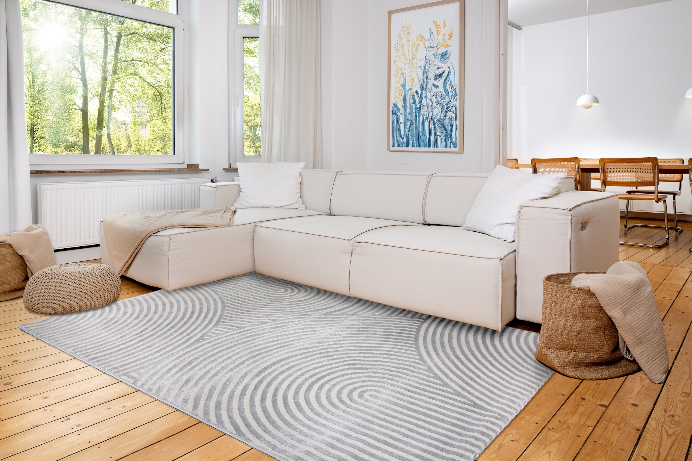 ASTRA Teppich »Jules 253«, rechteckig, 8 mm Höhe, Hoch Tief Struktur, Kurzflor, Wohnzimmer, Schlafzimmer