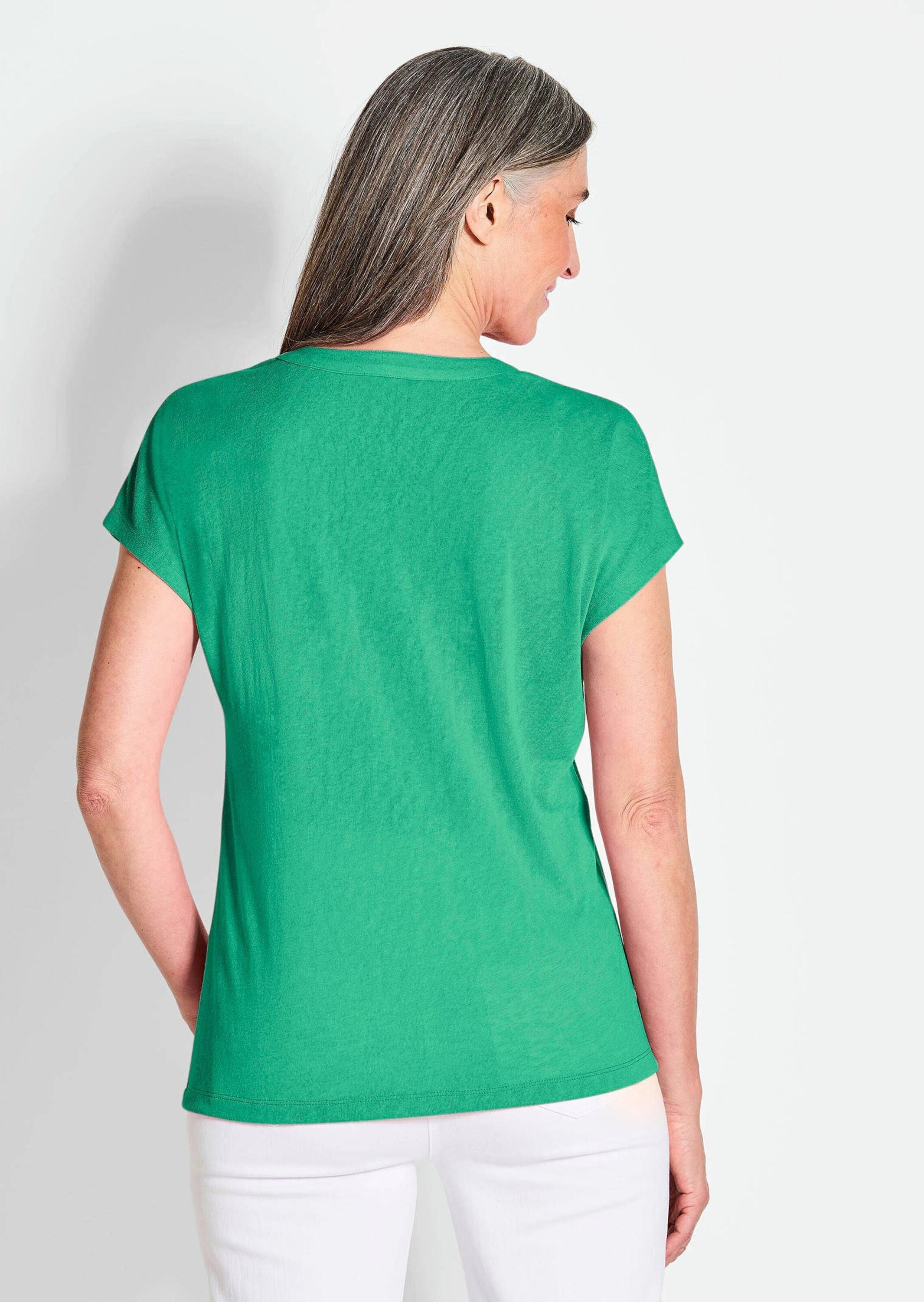 GOLDNER Kurzarmshirt »Luftiges Basicshirt mit V-Ausschnitt«