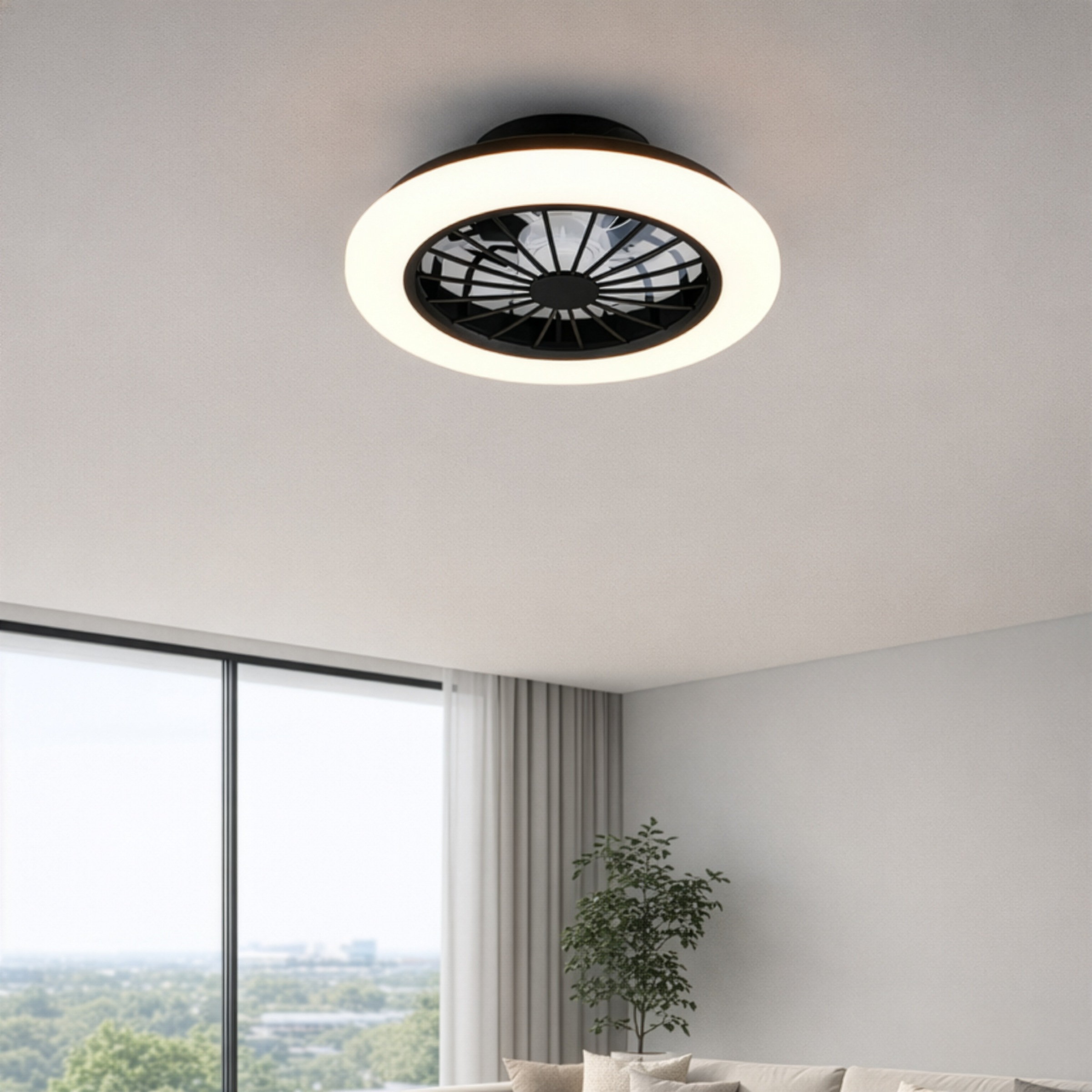 REALITY Leuchten LED Deckenleuchte »ROTSUND, Deckenventilator mit Licht Ø 38cm, inkl Fernbedienung« LED-Board 1 Stk. Farbwechsler | warmweiß - kaltweiß Ventilator mit 5 Stufen, Vor- & Rücklauf, LED mit CCT Timer Nachtlicht