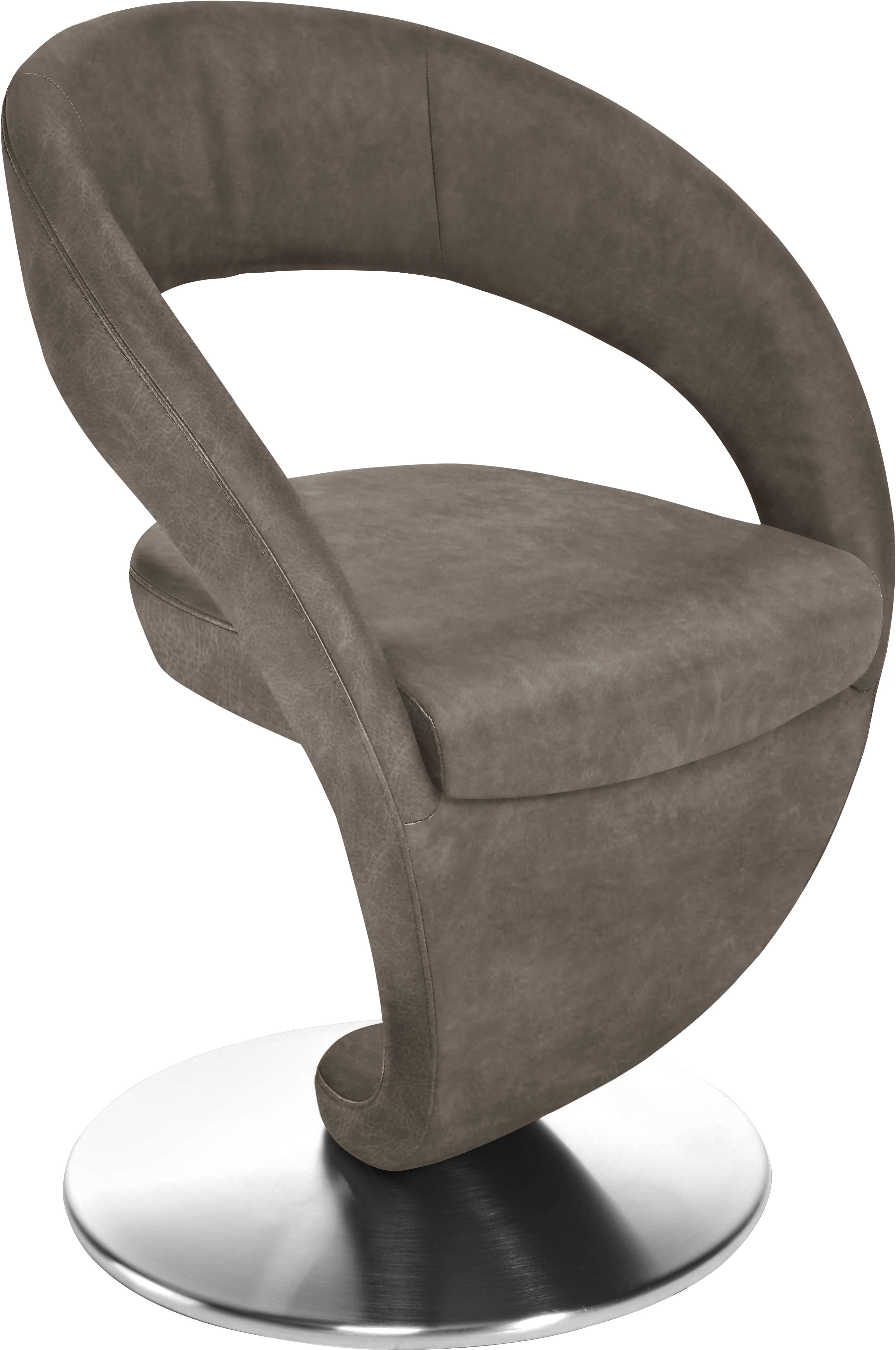 K+W Komfort & Wohnen "Wave, Drehstuhl, Polsterstuhl" () Design-Drehstuhl, Drehteller in Edelstahloptik