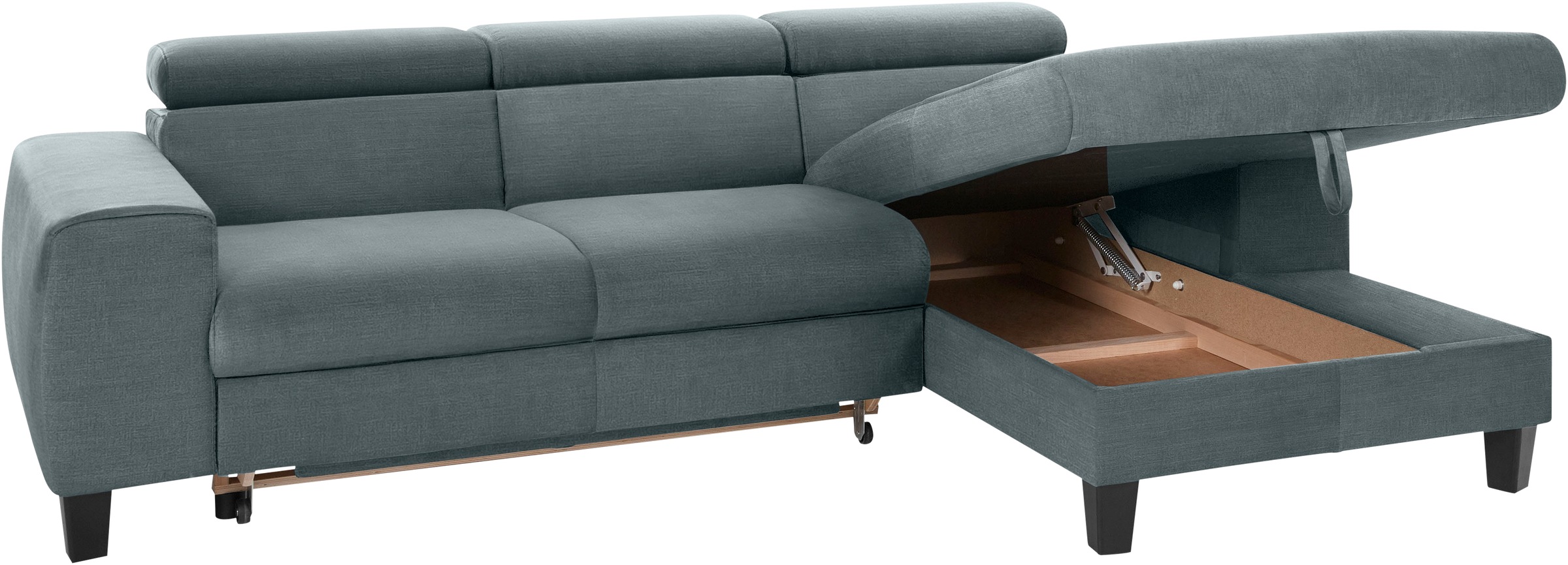 COTTA Ecksofa »Morven L-Form mit Kopfteilverstellung«, wahlweise mit Bettfunktion, Bettkasten & Wireless-Charger