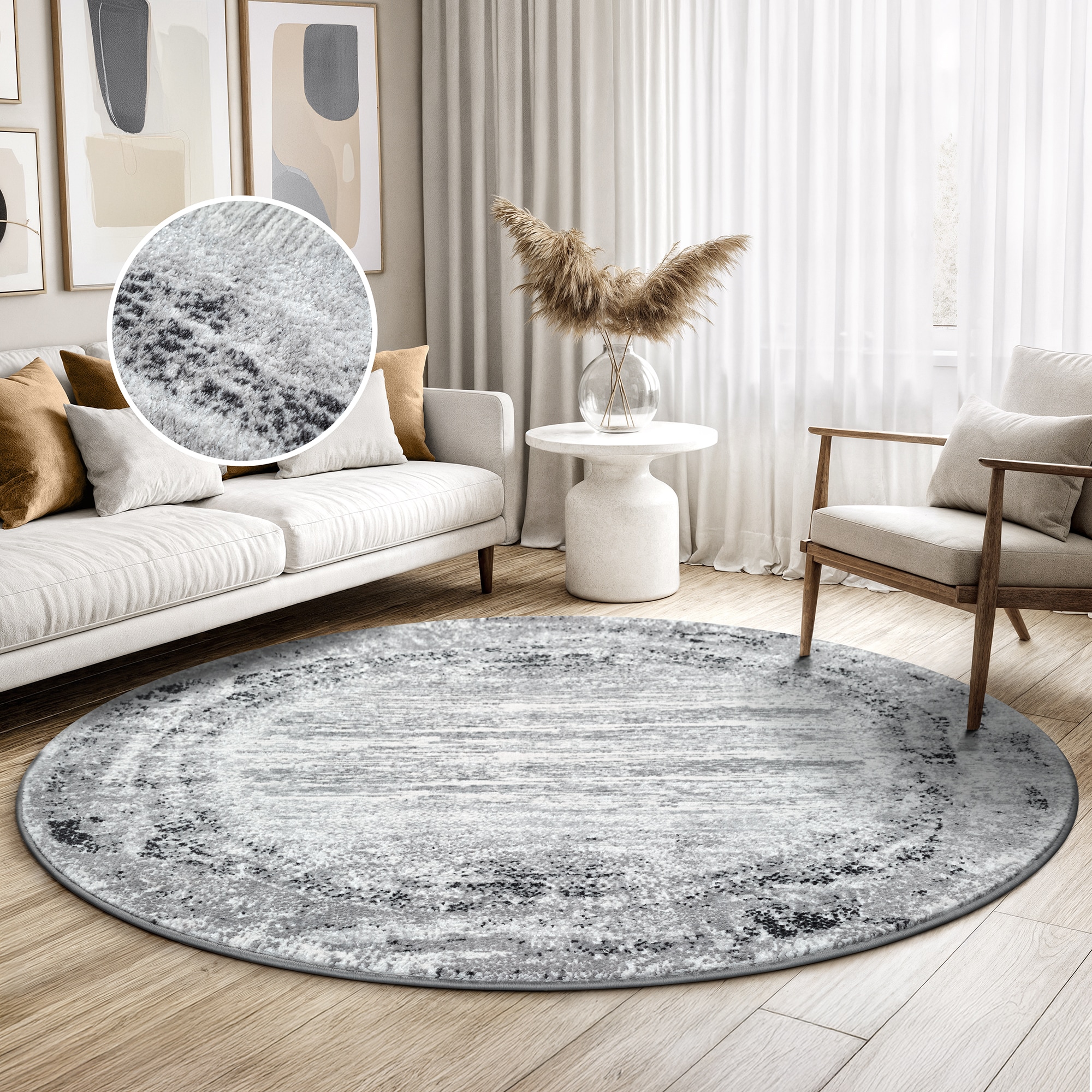Sanat Teppich "Harmony 3215, auch als Läufer und in Rund" rund 12 mm Höhe Wohnzimmer, Kurzflor, modern, Bordüre, Schlafzimmer