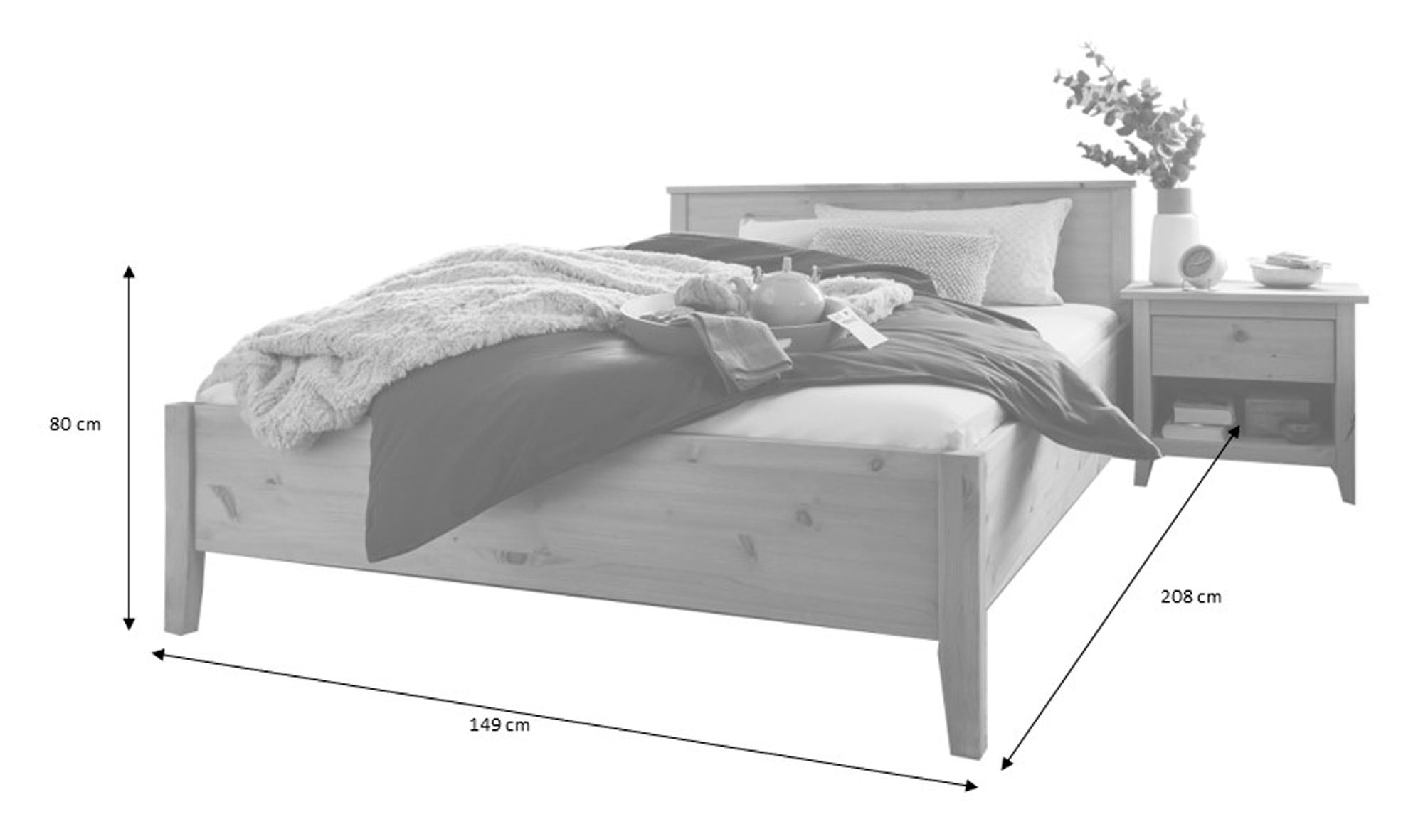 Lüttenhütt Massivholzbett »Solvita«, Doppelbett in verschiedenen Größen, Kiefer massiv