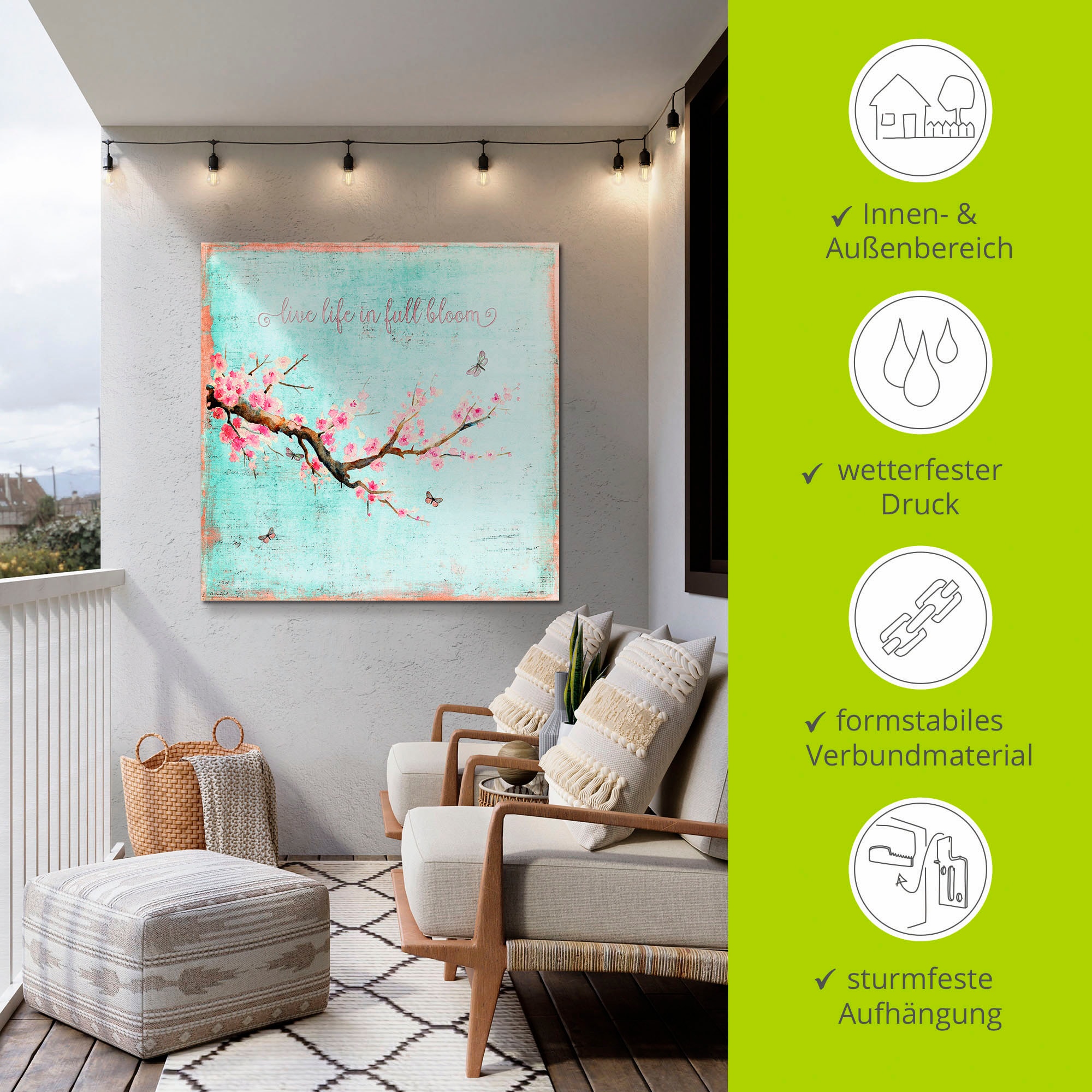 Artland Wandbild »Kirschblüte«, Blumen, (1 St.), als Alubild, Outdoorbild, Leinwandbild, Poster, Wandaufkleber