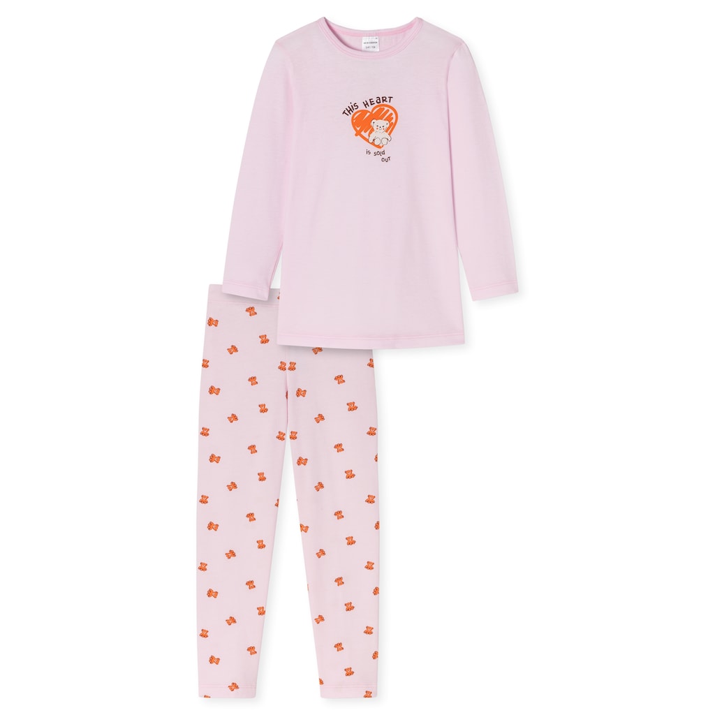 Schiesser Pyjama »"Natural Love"«, (2 tlg.), vorn mit süßem Teddy-Motiv samt schraffiertem Herz