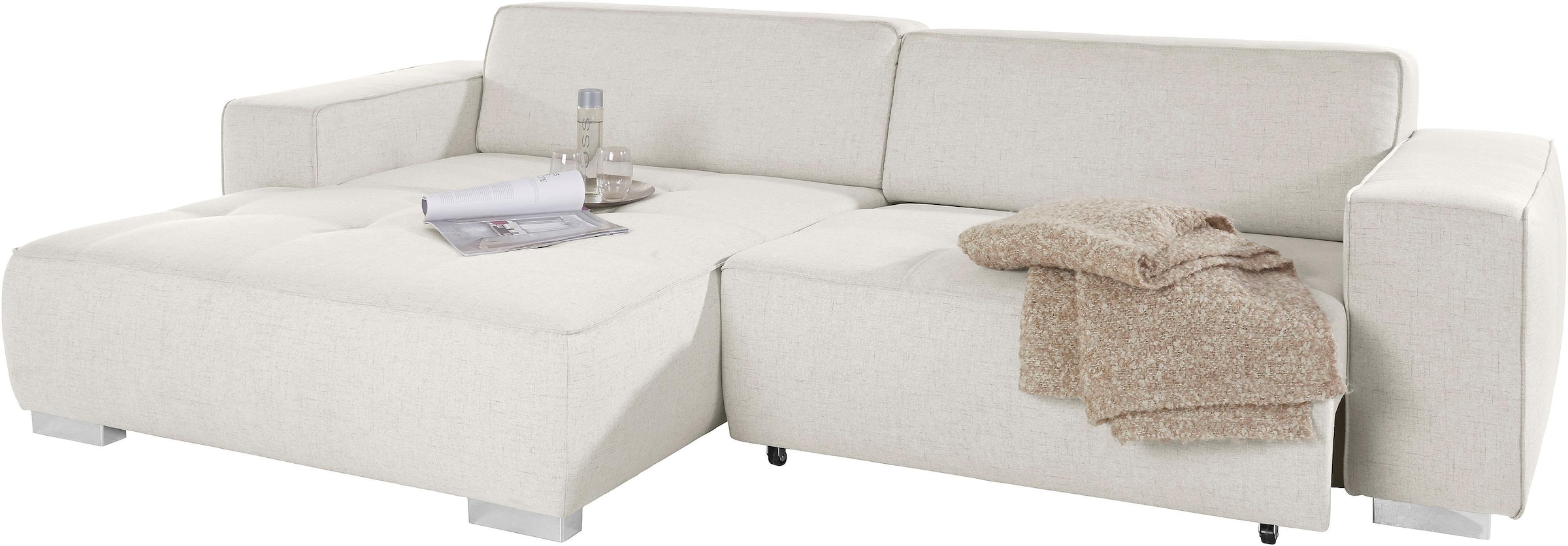 INOSIGN Ecksofa »Sapporo L-Form«, wahlweise Bettfunktion oder Sitztiefenverstellung, Federkern