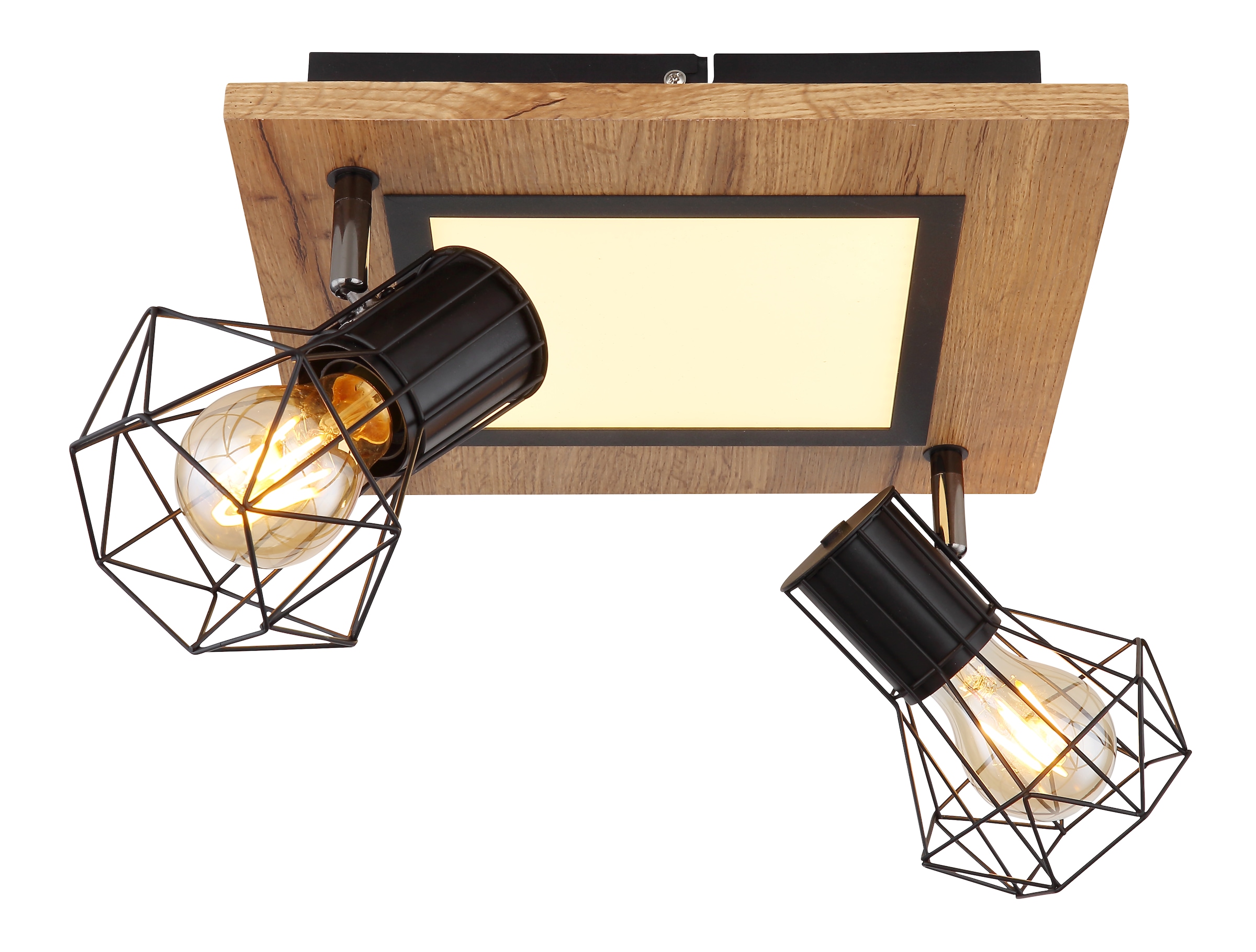 GLOBO LIGHTING Deckenleuchte "PRISKA", 1, H: 22,5cm, 1 Stk., braun, Wohnzimmer, Leuchten, LED Deckenleuchte für Wohn- & Esszimmer Holzoptik schwarz