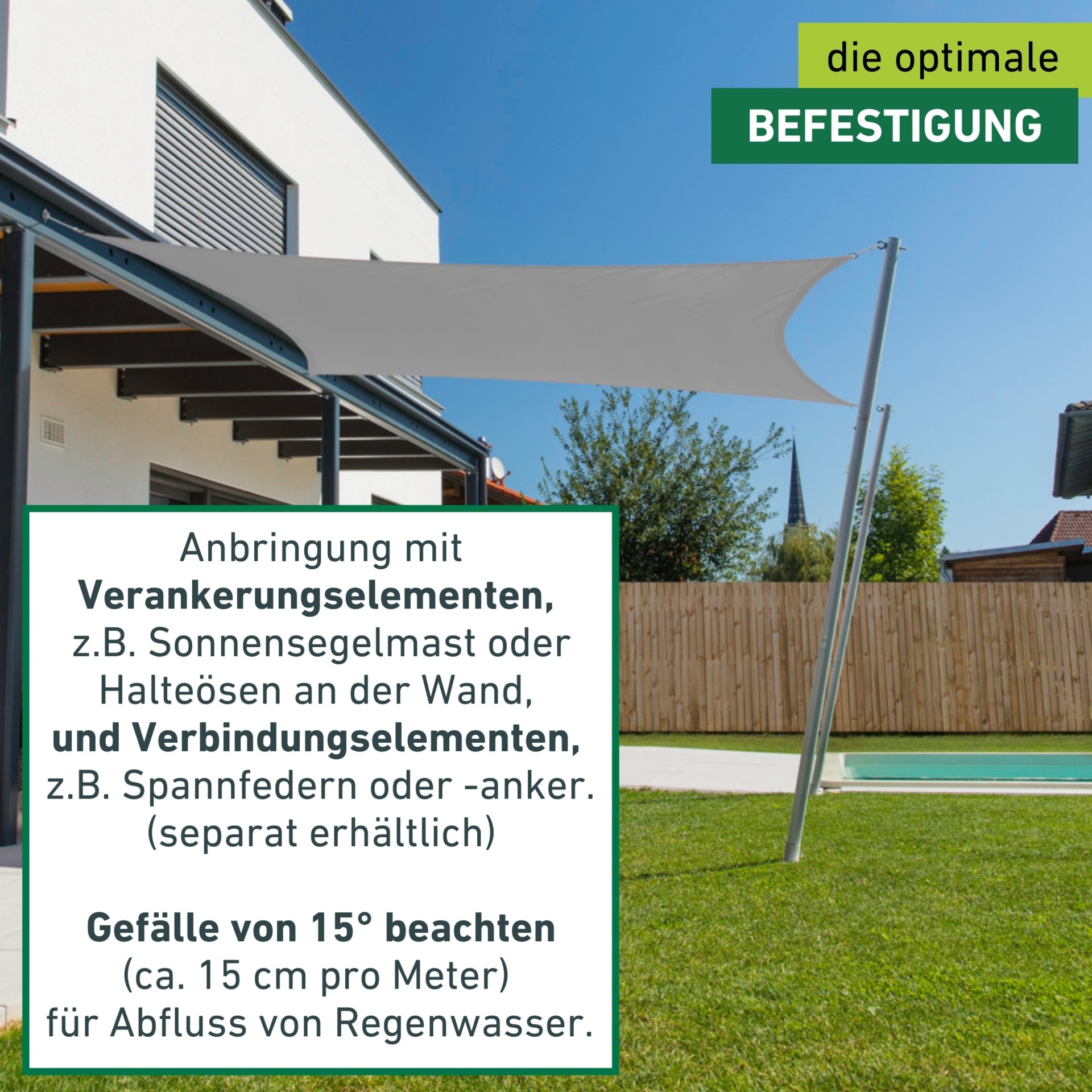 Windhager Sonnensegel »Cannes, Quadrat Segel zur Beschattung von Garten, Terrasse, Balkon« Sonnenschutz 4 x 4 m, erhältlich in anthrazit, grau, taupe oder weiß