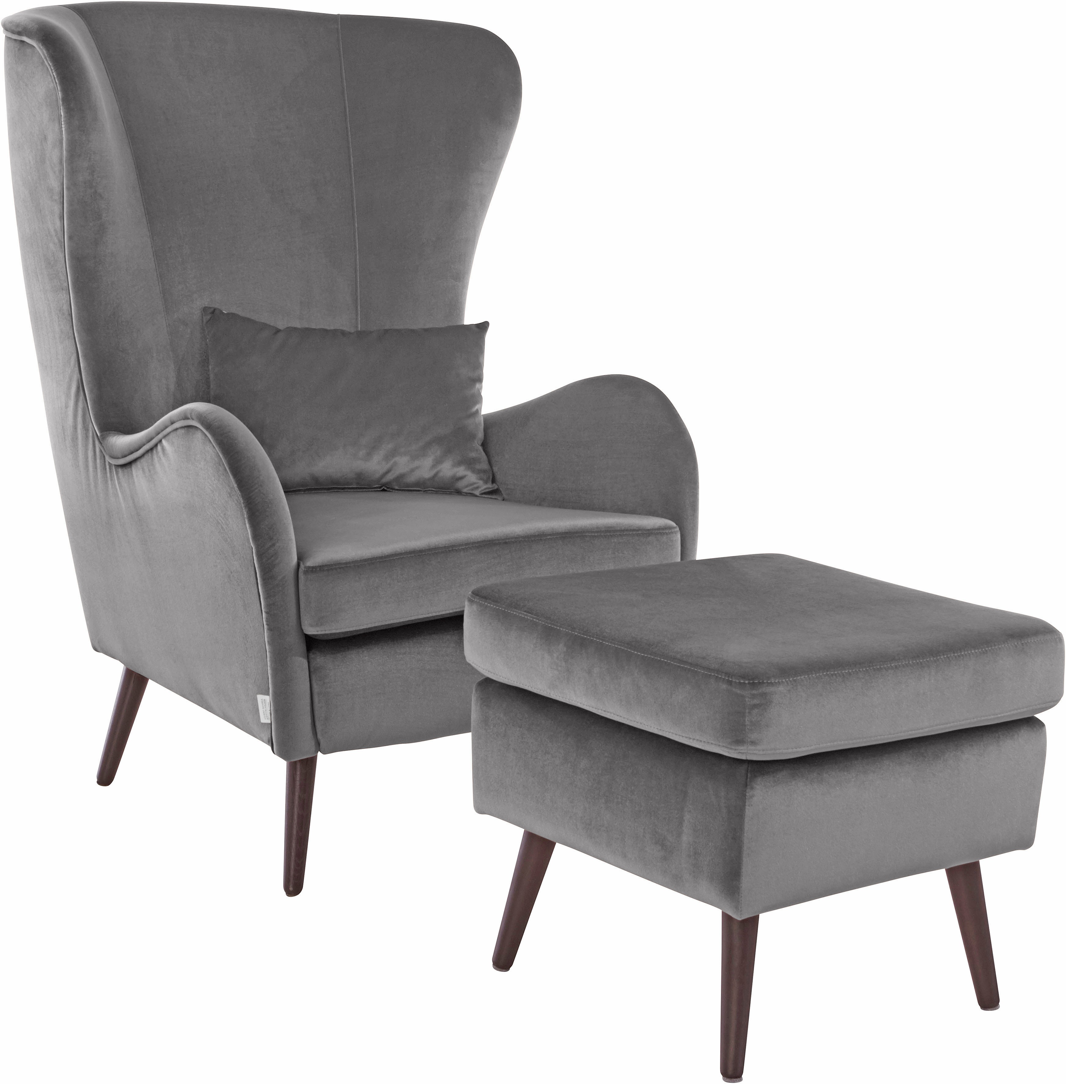 Thumbnail - Home affaire Sessel "Sallito, TV-Sessel, Ohrensessel mit" Hocker, in vielen Bezugsqualitäten, auch in Samtcord