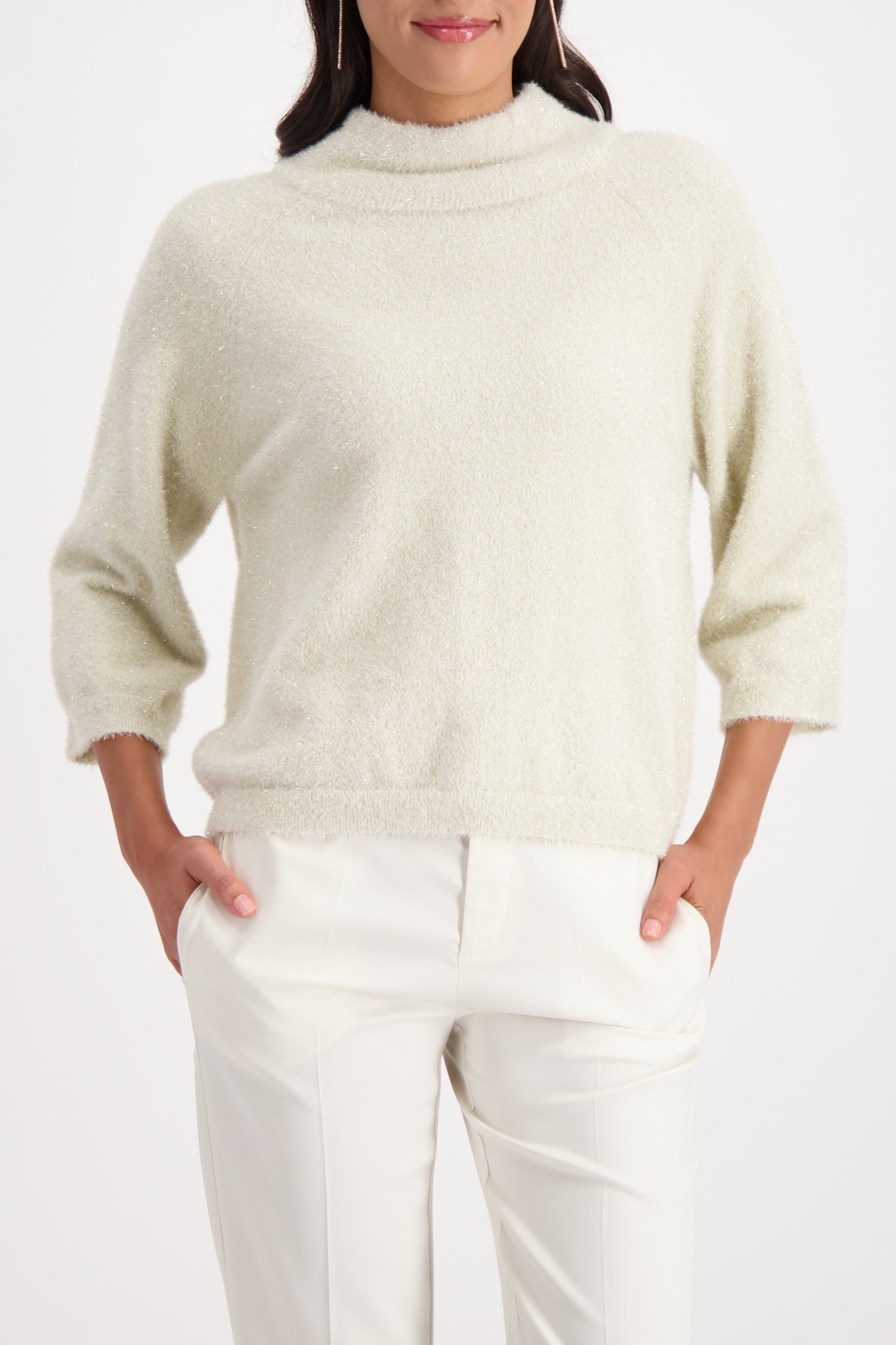 Monari Stehkragenpullover "Pullover Lurex" mit Glitzerfäden