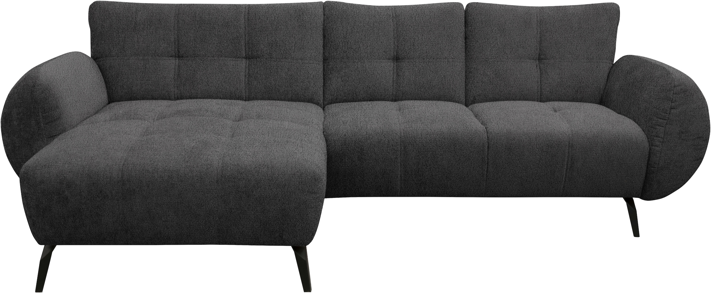 OTTO home Ecksofa »Viiborg 261 x 140 cm, mit Steppungen, elegant, modern« L-Form, pflegeleichter Bezug, hohe Füße - passend für Saugroboter!