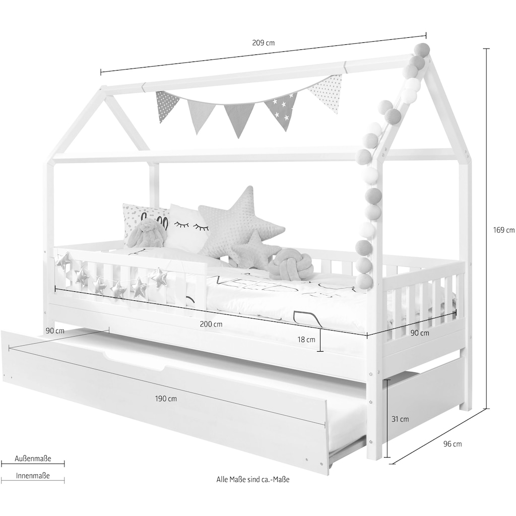 Ticaa Hausbett »Traumhaus«, mit Zusatzbett