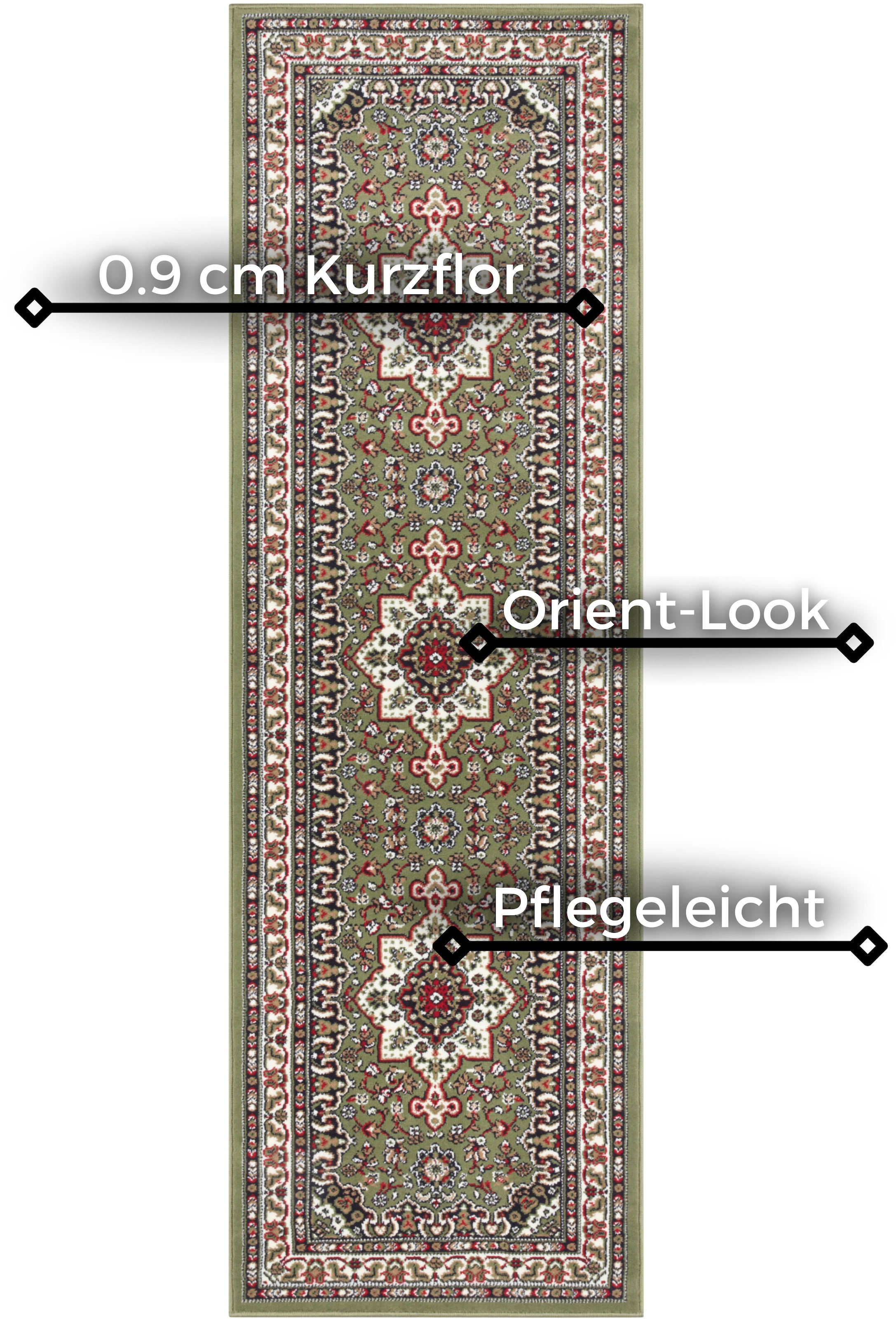 NOURISTAN Teppich »Parun Täbriz«, rechteckig, 9 mm Höhe, Kurzflor, Orient, Läufer, Vintage, Esszimmer, Wohnzimmer, Flur