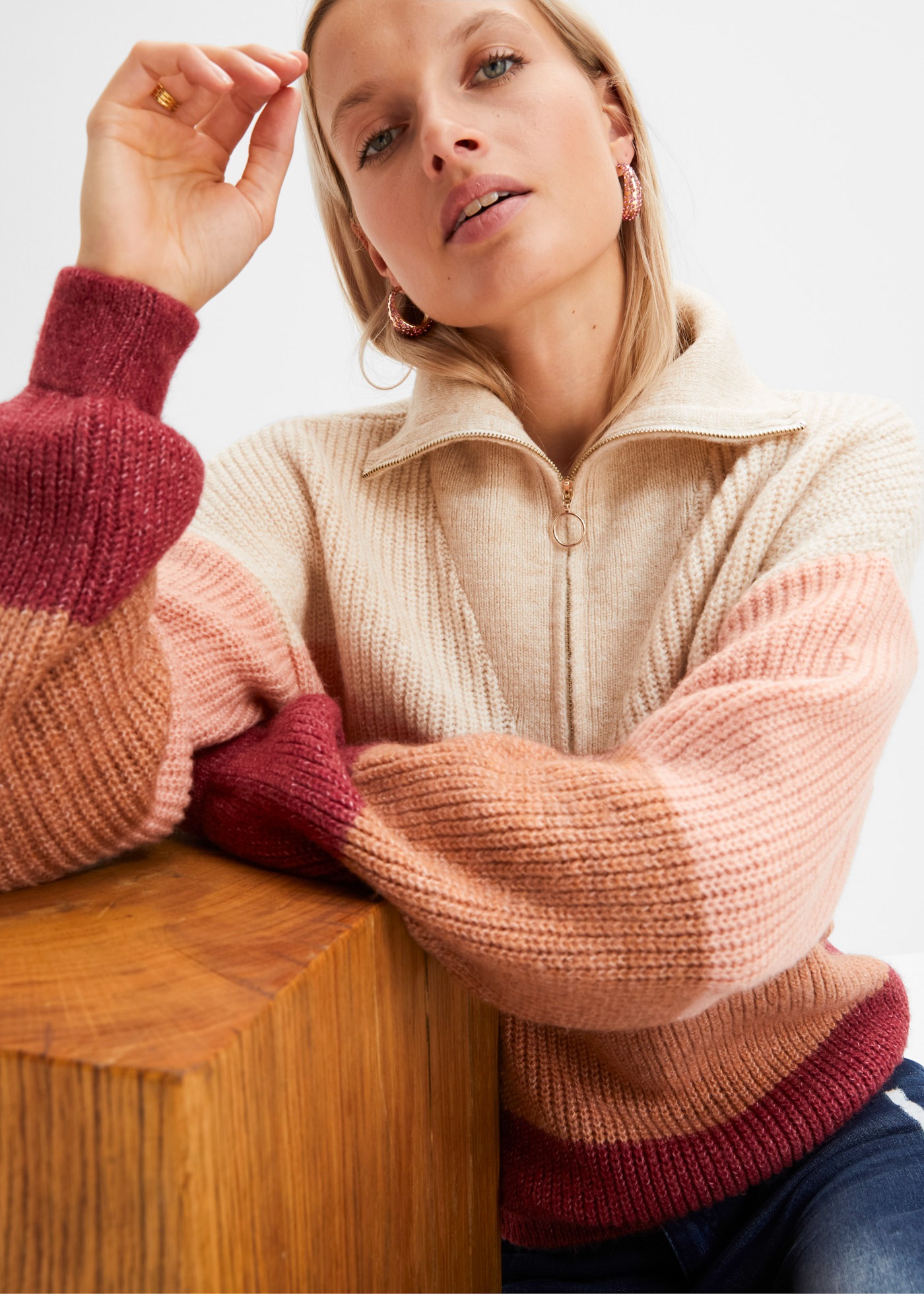 bonprix Troyer mit Umlegekragen, Oversize Passform günstig online kaufen