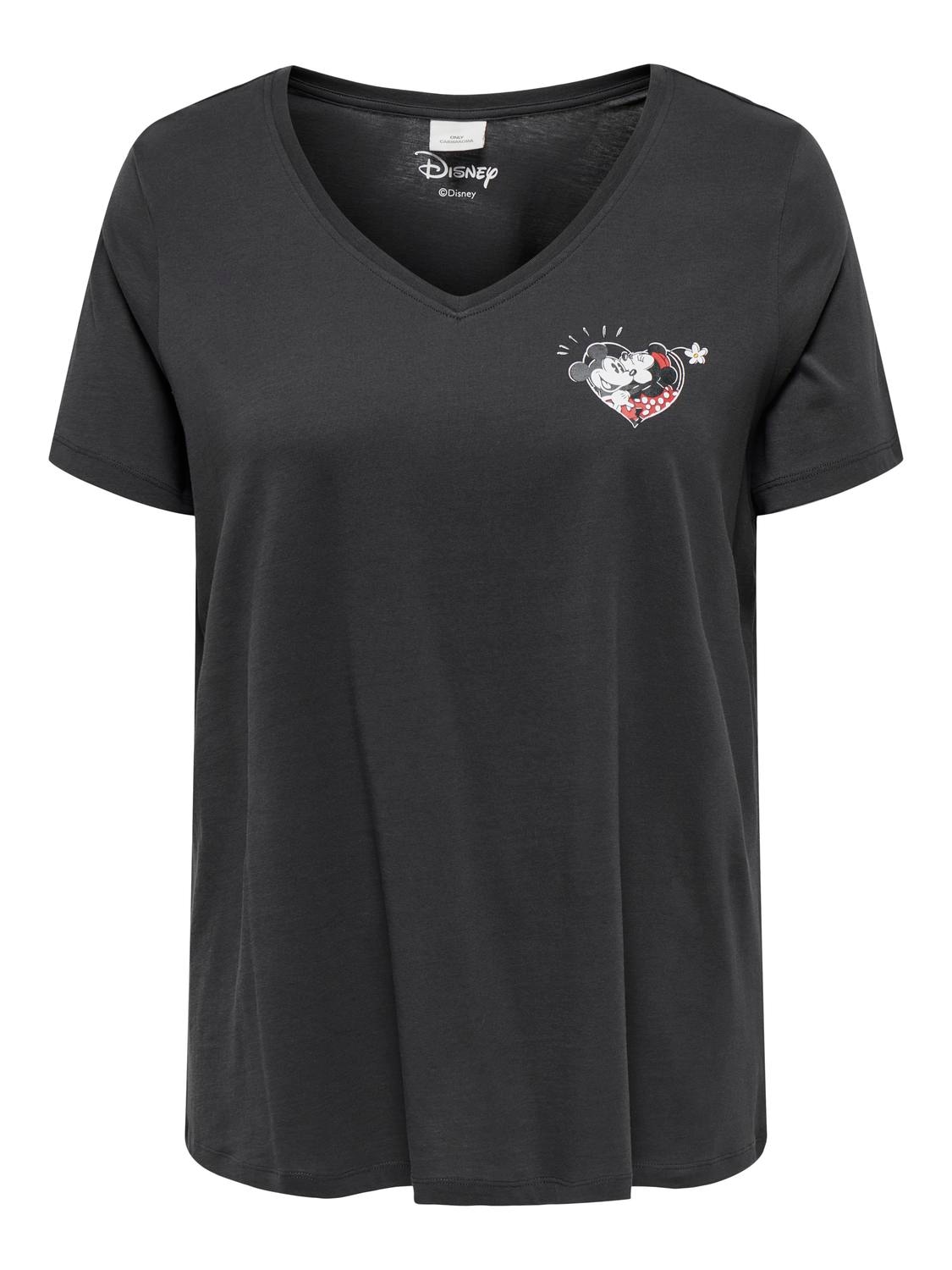 ONLY CARMAKOMA Kurzarmshirt "CARMICKEY CHESTPOPS S/S V-NECK TEE LCS", mit M günstig online kaufen