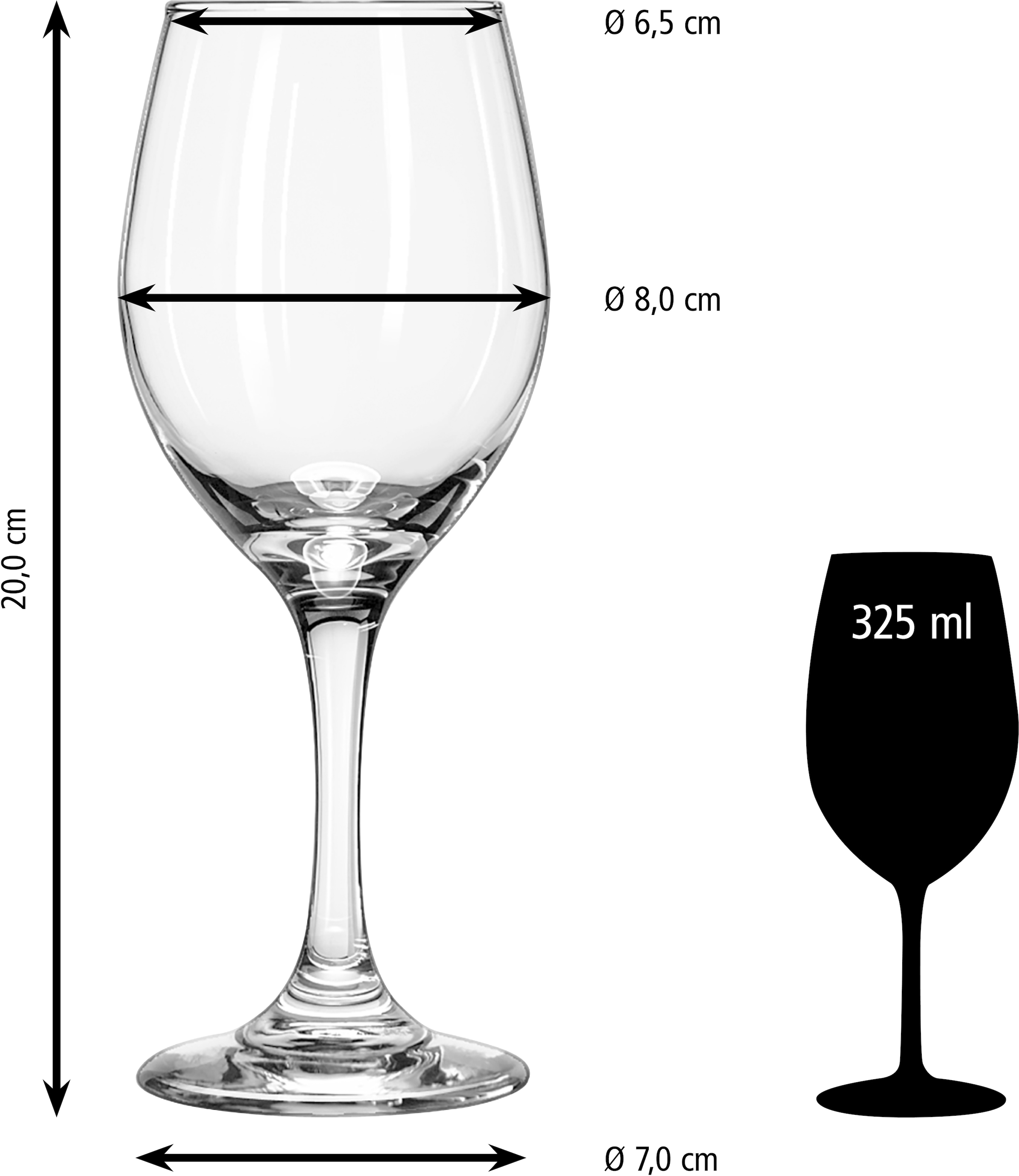 LIBBEY Gläser-Set »Weinglas -PERCEPTION-, 325 ml, Ø 8 cm, H: 20 cm, 12er Set«, (Set, 12 tlg.), hochwertig verarbeitet, im modernen Design