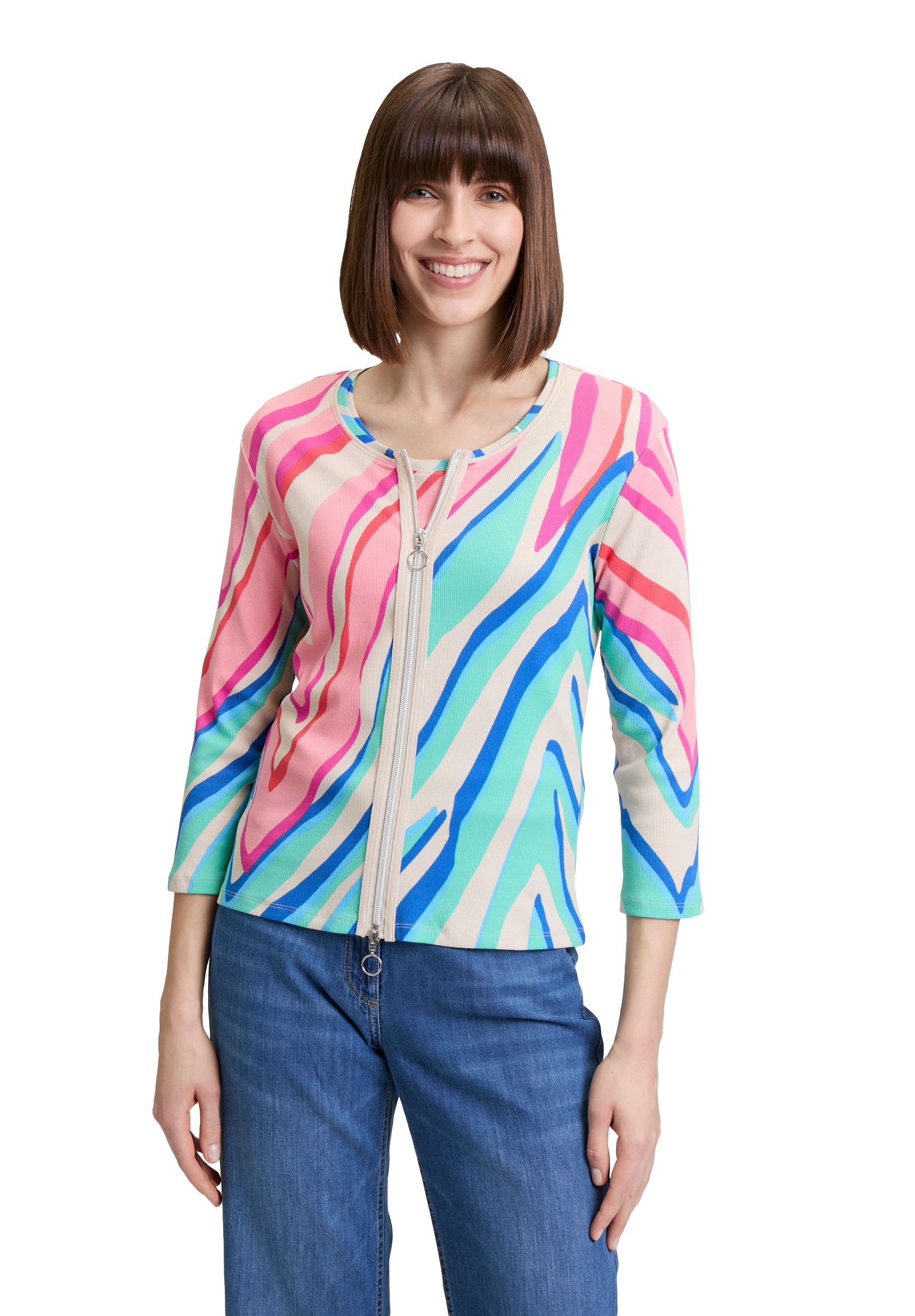 Betty Barclay Shirtjacke "Damen mit Rippenstruktur", 1 Stk. Druck günstig online kaufen