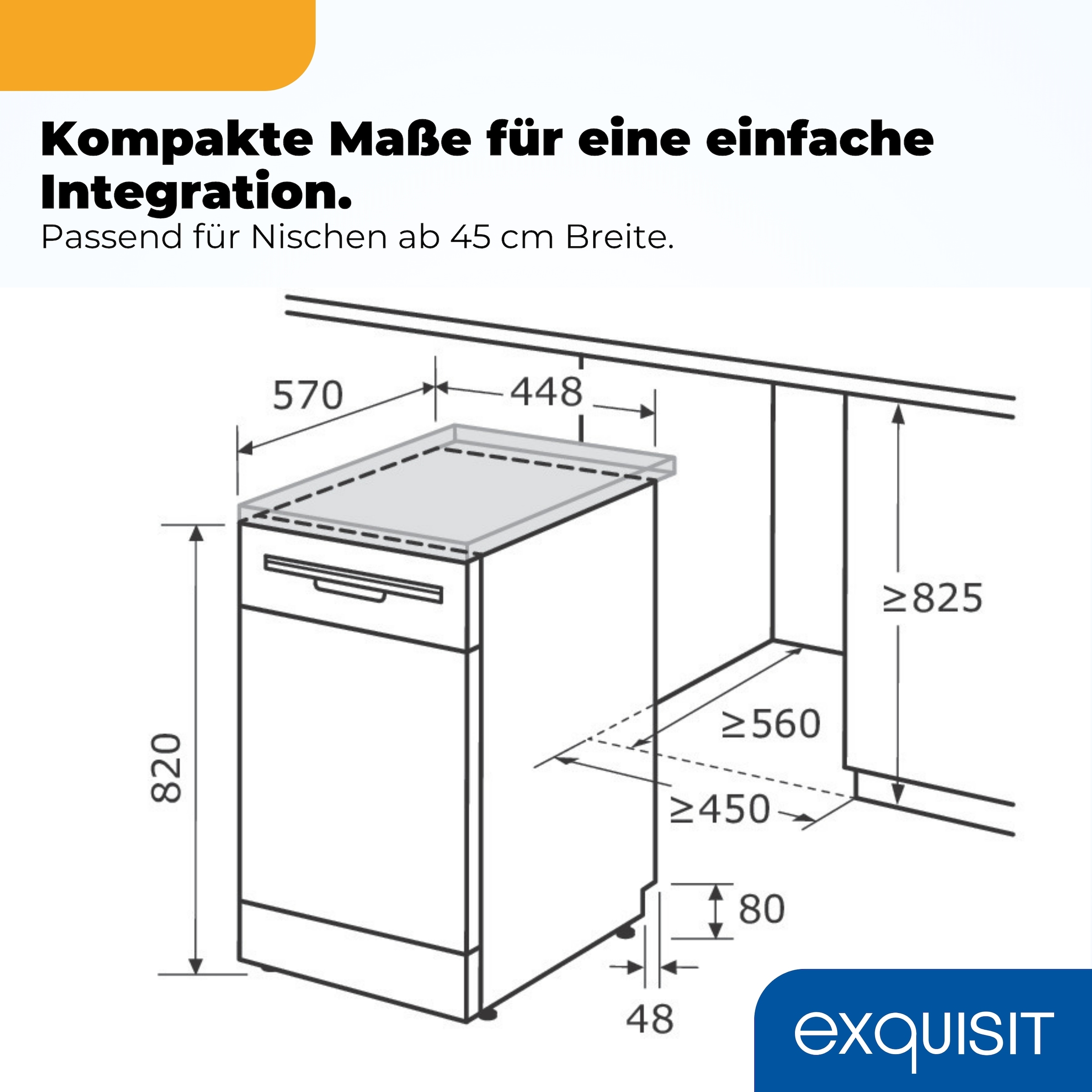 exquisit Standgeschirrspüler 9109 »GSP9109-451D schwarz« 10 l 9 tlg. Maßgedecke 9 Maßgedecke, 4 Programme, LED, Besteckkorb