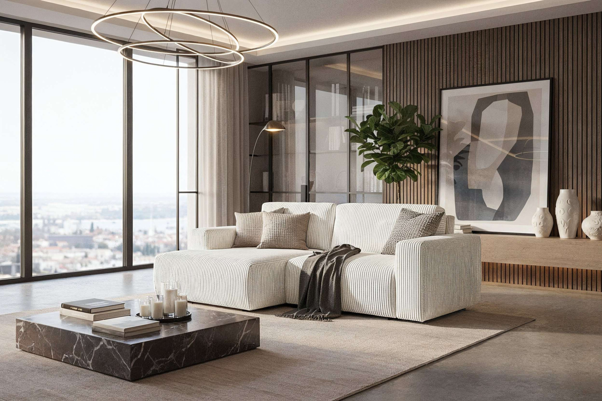 Home affaire Schlafsofa "Noord Schlafecksofa, Breite 250 cm" Cord, Struktur, Webstoff, mit Wellenunterfederung, Massivholzrahmen