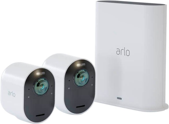 ARLO Überwachungskamera "Ultra 2 Spotlight Kabelloses 4K-UHD-Überwachungssystem mit 2 Kamera", B:5,2cm H:8,9cm T:7,84cm, schwarz-weiß,